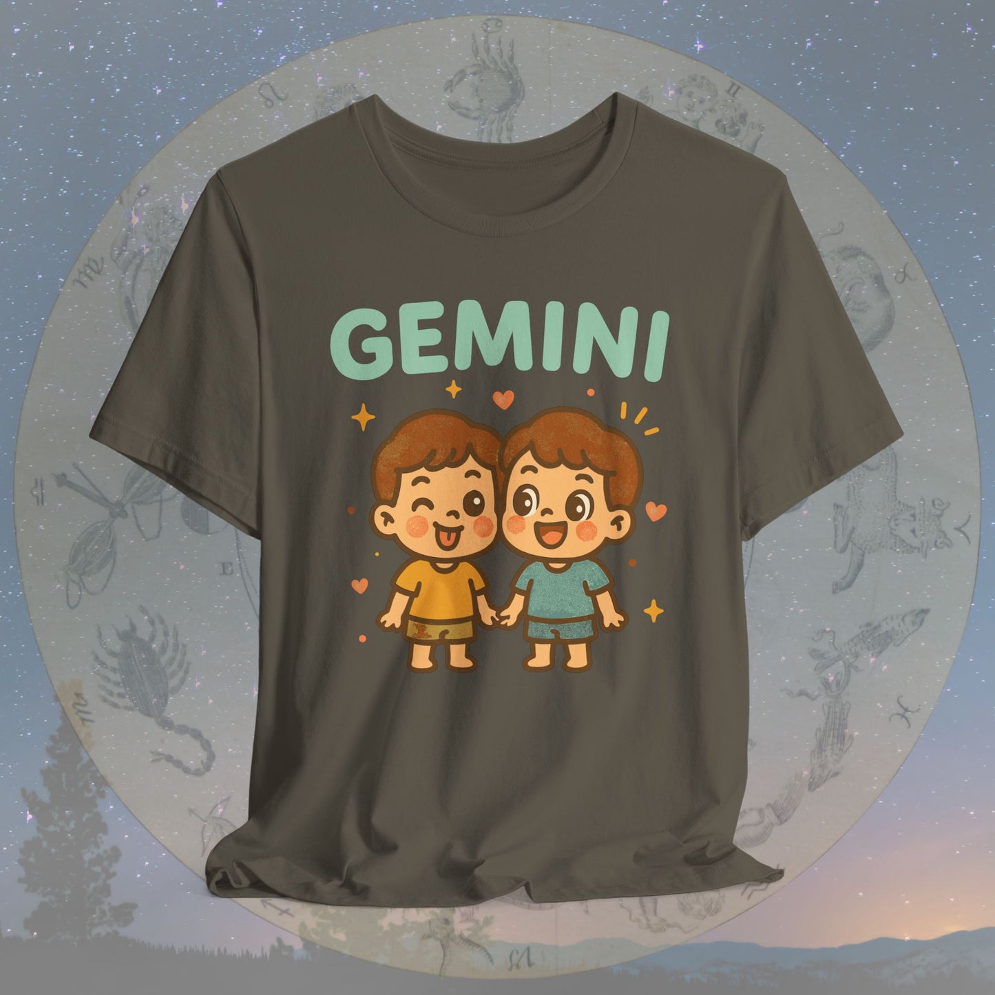 Kawaii Playful Gemini Zodiac Sign T-Shirt