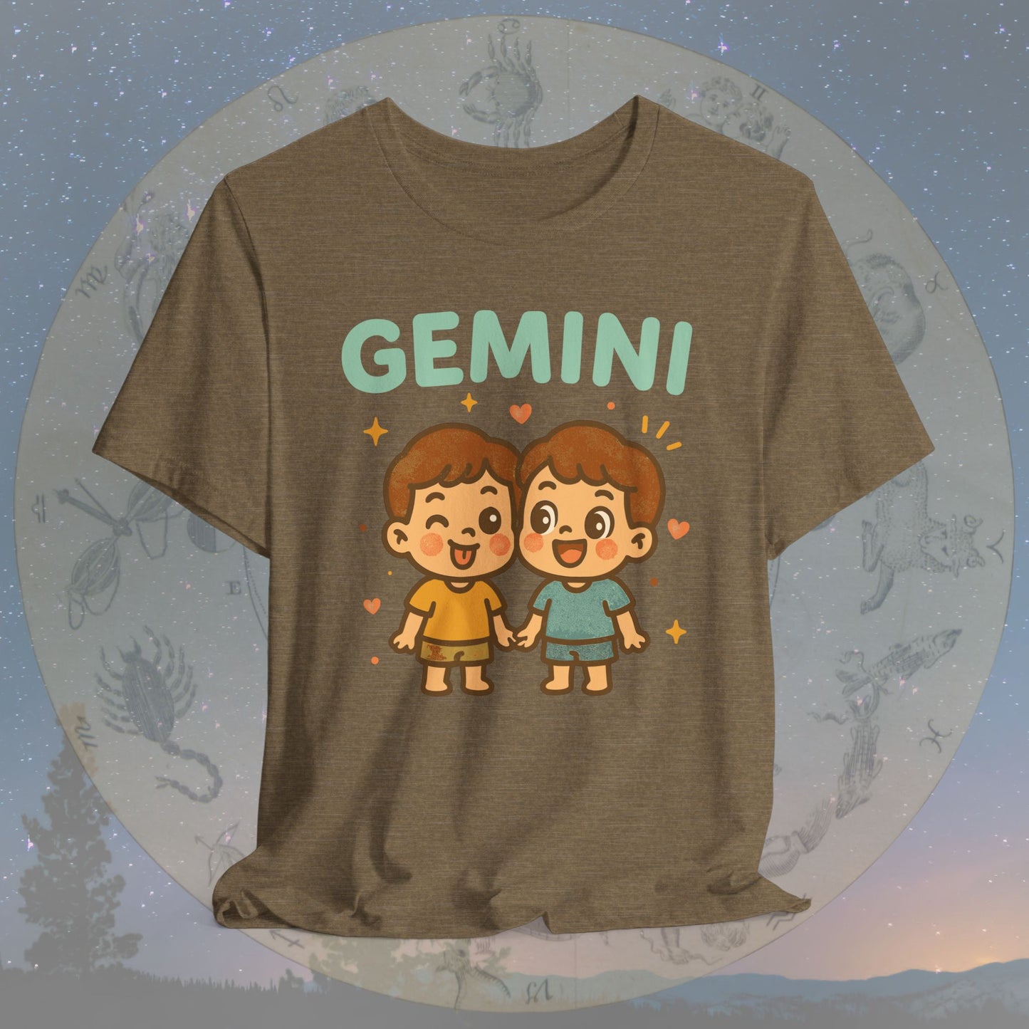 Kawaii Playful Gemini Zodiac Sign T-Shirt