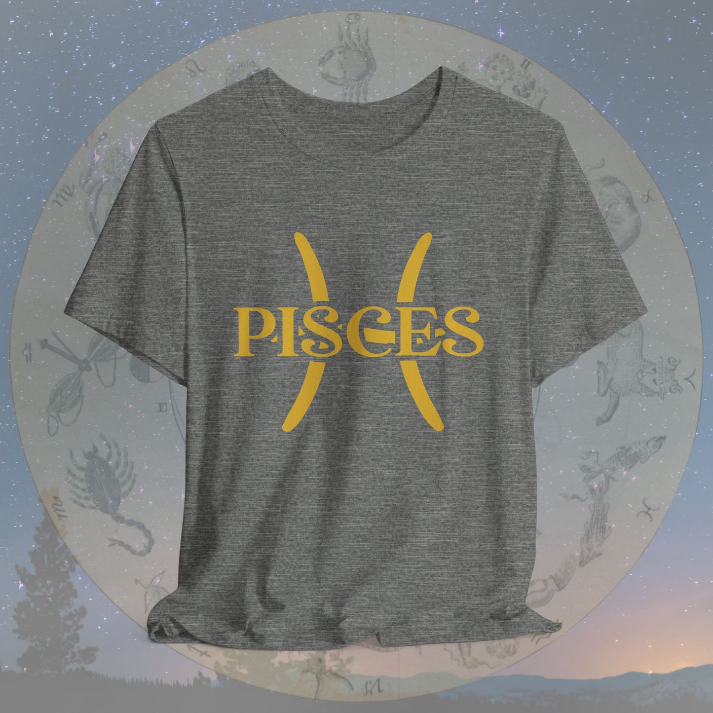 Pisces Golden Zodiac Symbol T-Shirt
