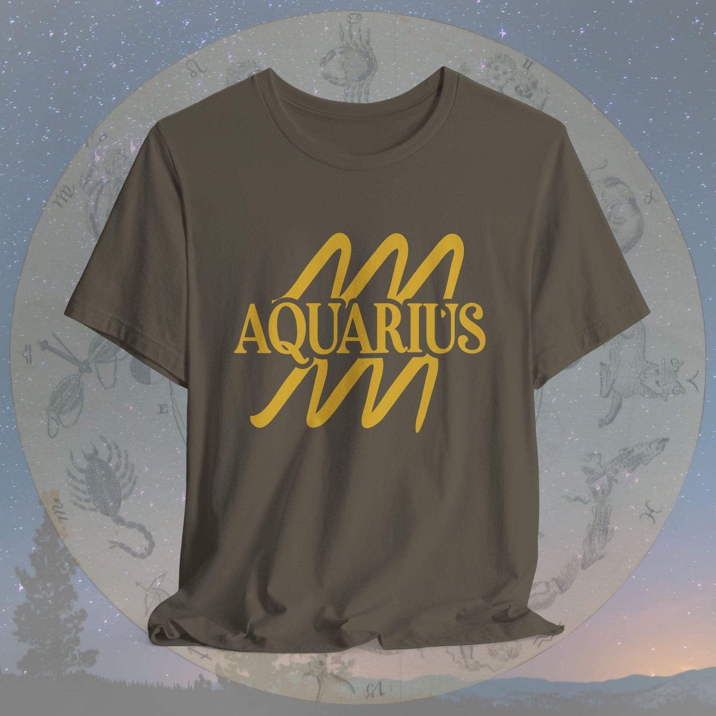 Aquarius Golden Zodiac Symbol T-Shirt