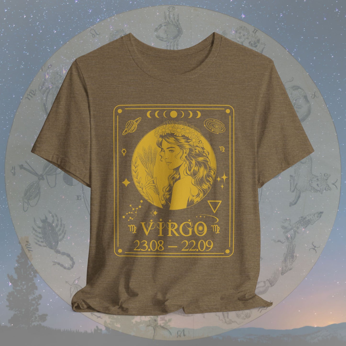 Virgo Zodiac Sign Numeric Dates Tarot T-Shirt
