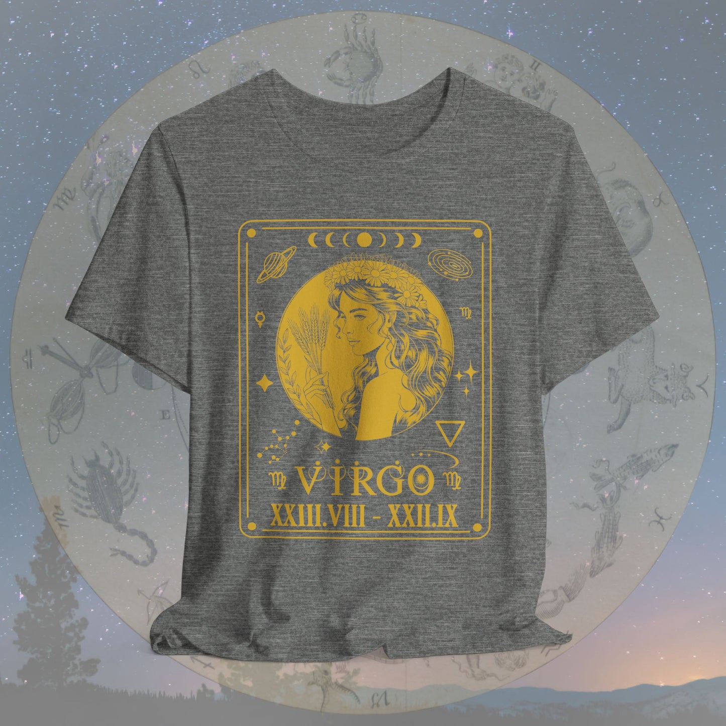 Virgo Zodiac Sign Roman Dates Tarot T-Shirt