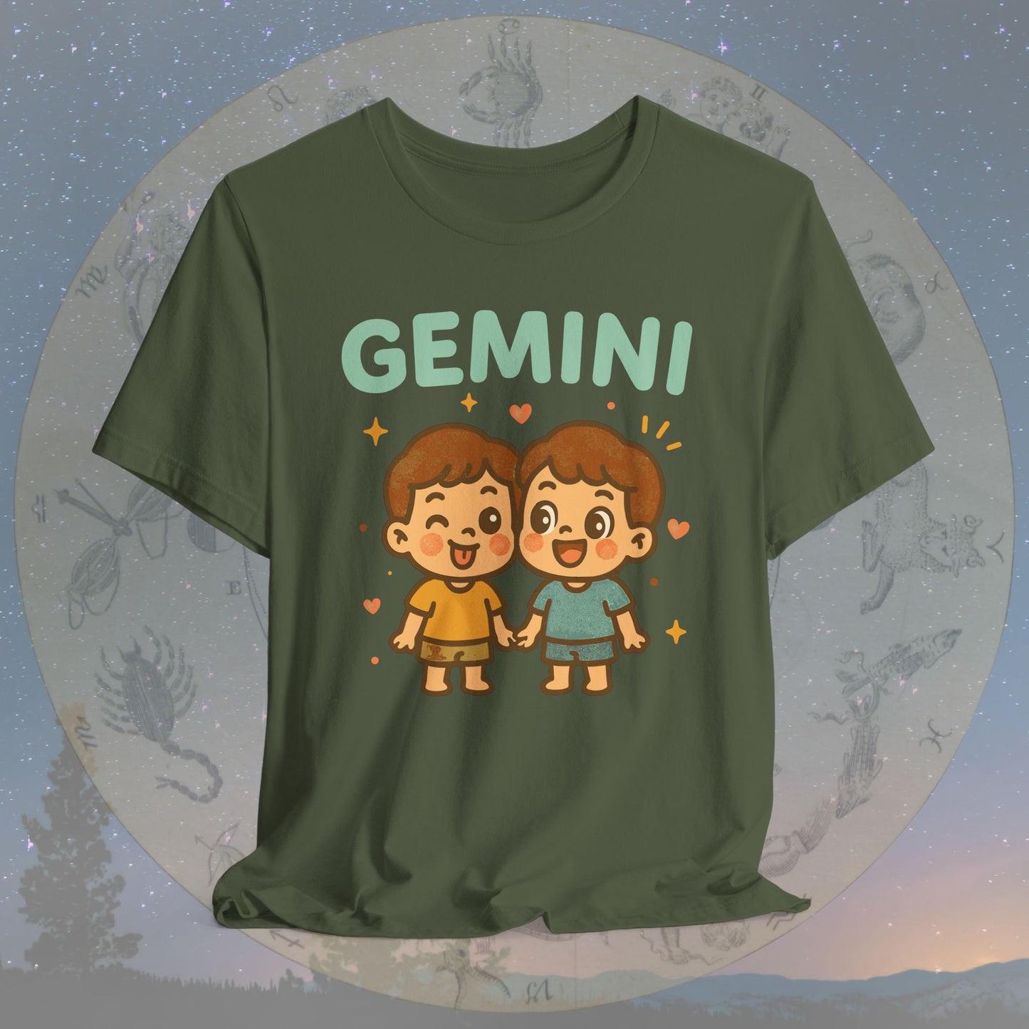 Kawaii Playful Gemini Zodiac Sign T-Shirt