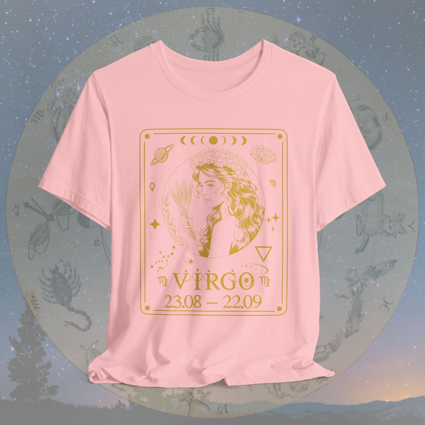 Virgo Zodiac Sign Numeric Dates Tarot T-Shirt