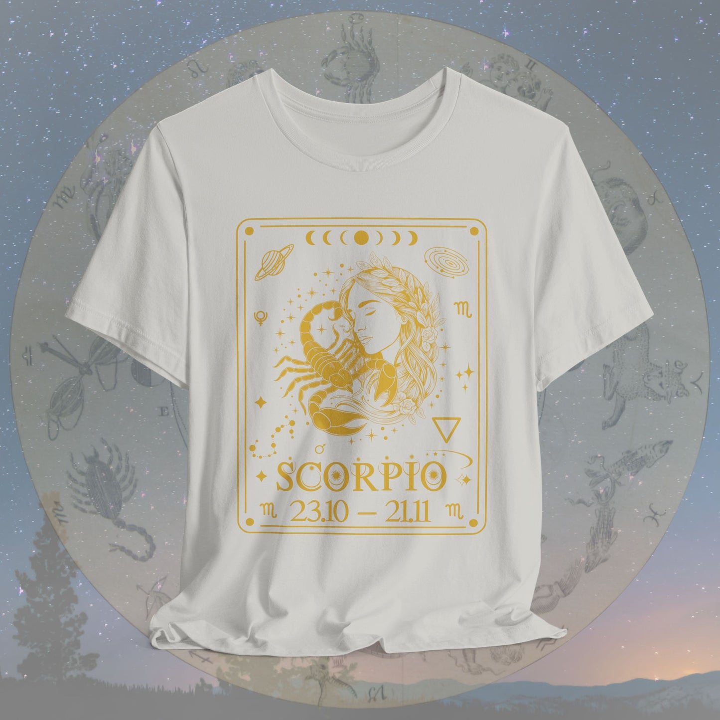 Scorpio Zodiac Sign Numeric Dates Tarot T-Shirt