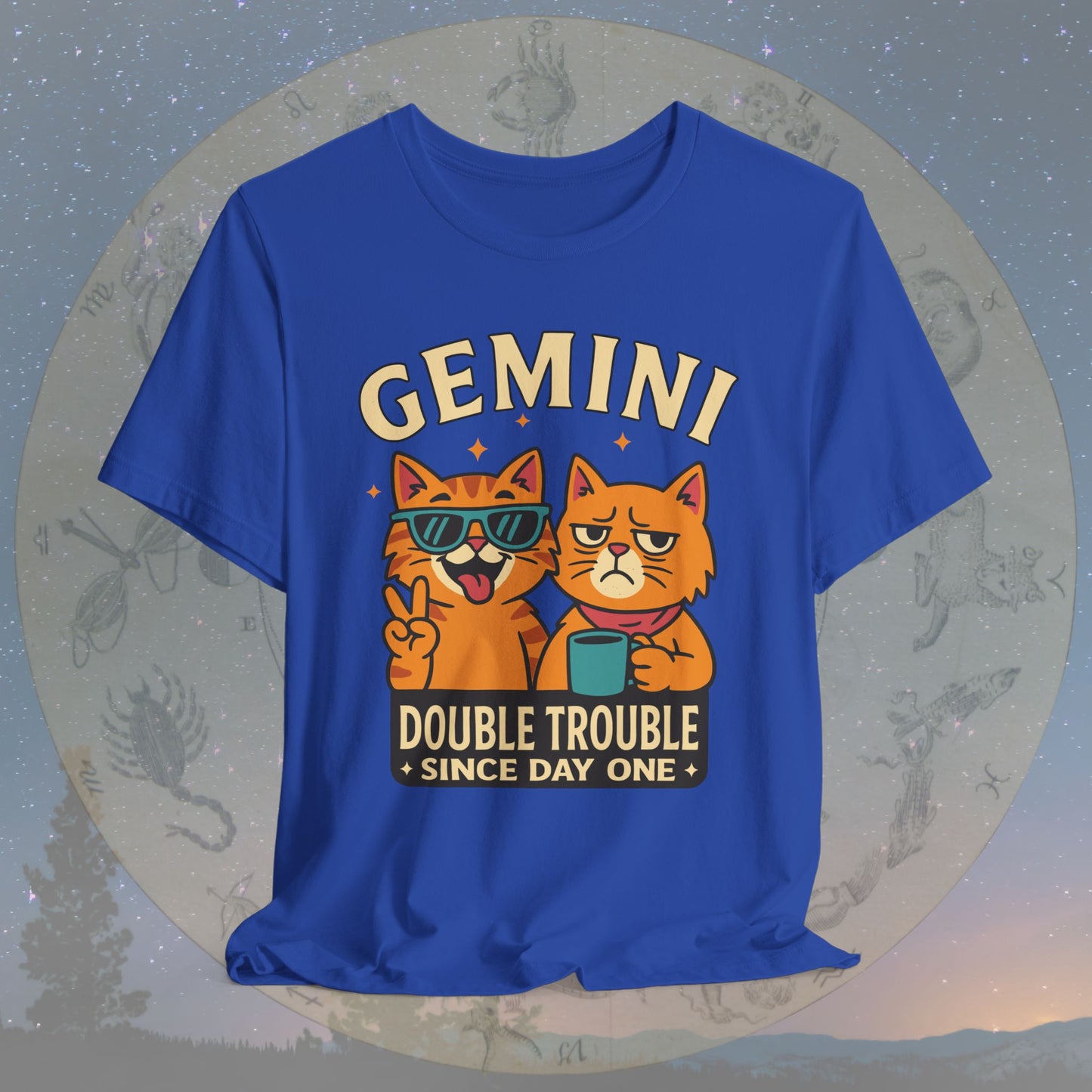 Funny Gemini Double Trouble Cat T-Shirt