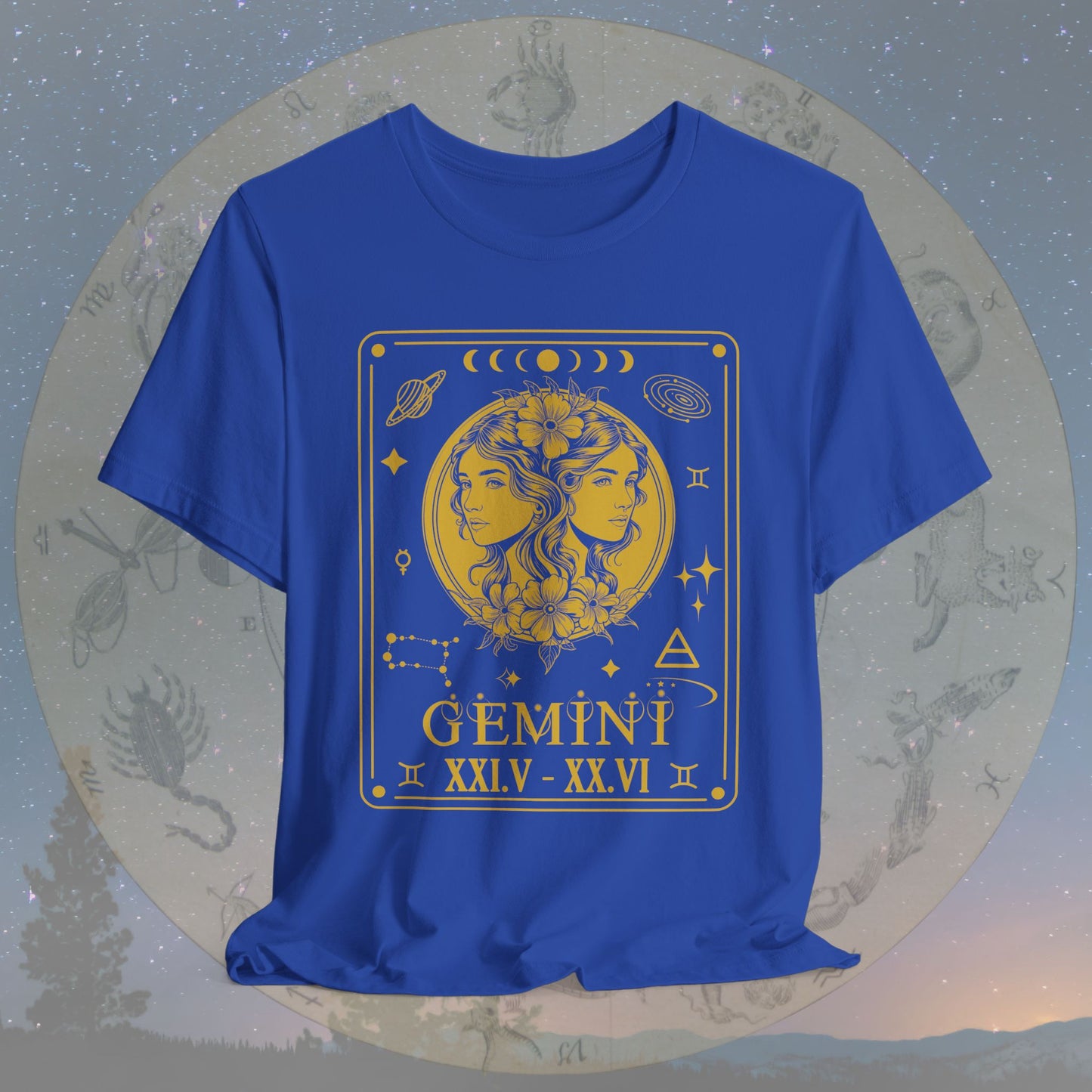 Gemini Zodiac Sign Roman Dates Tarot T-Shirt