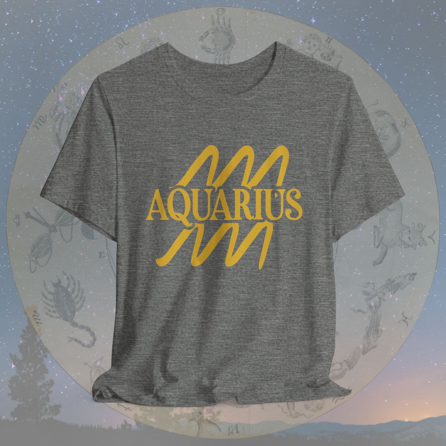 Aquarius Golden Zodiac Symbol T-Shirt