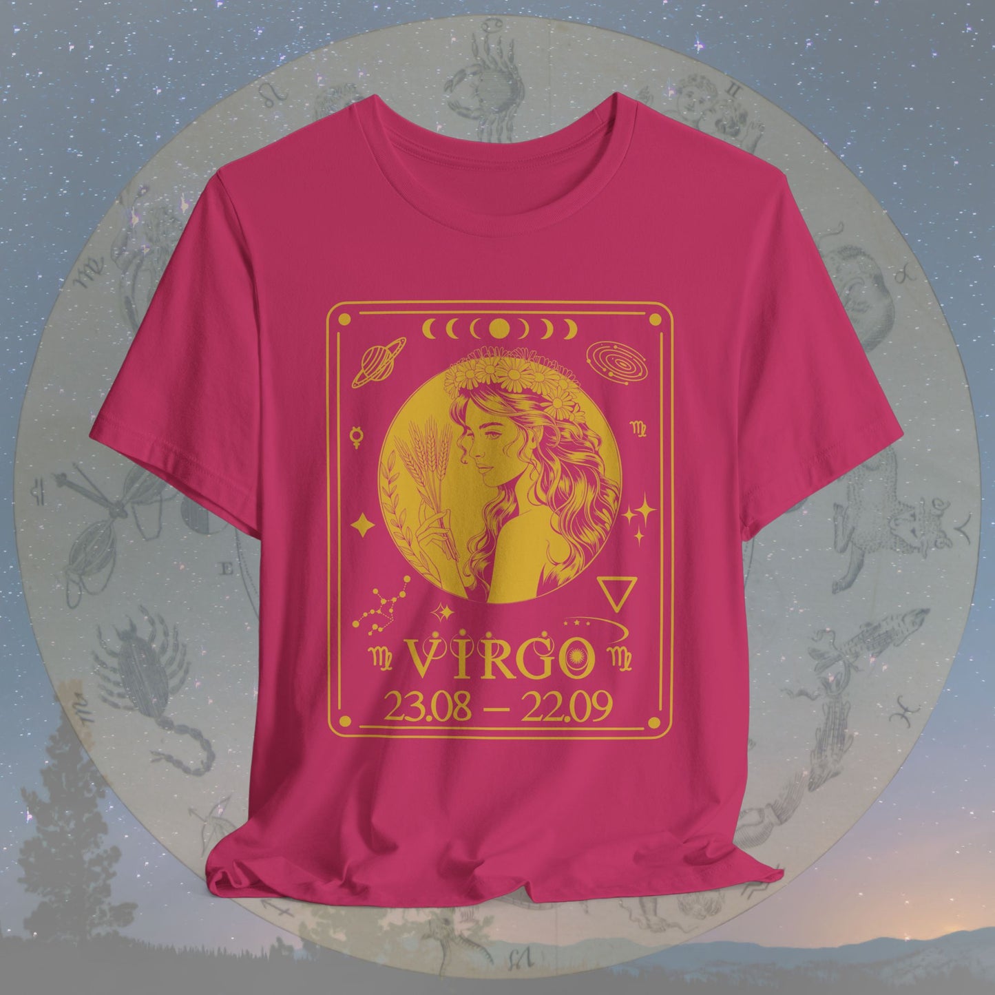 Virgo Zodiac Sign Numeric Dates Tarot T-Shirt
