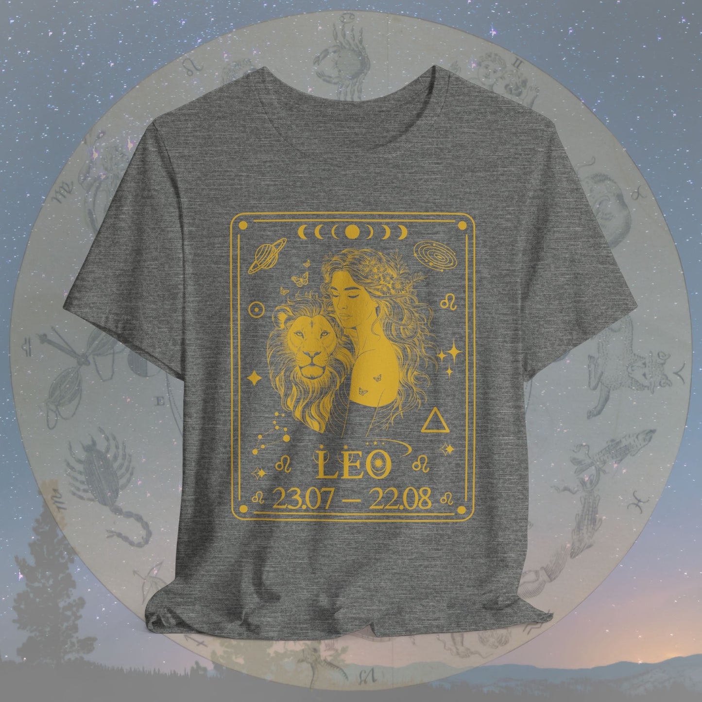 Leo Zodiac Sign Numeric Dates Tarot T-Shirt