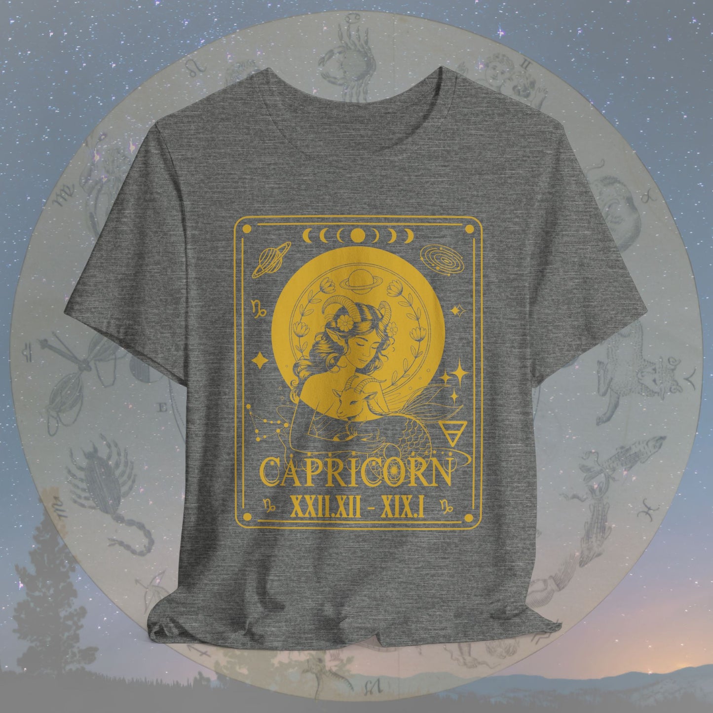 Capricorn Zodiac Sign Roman Dates Tarot T-Shirt