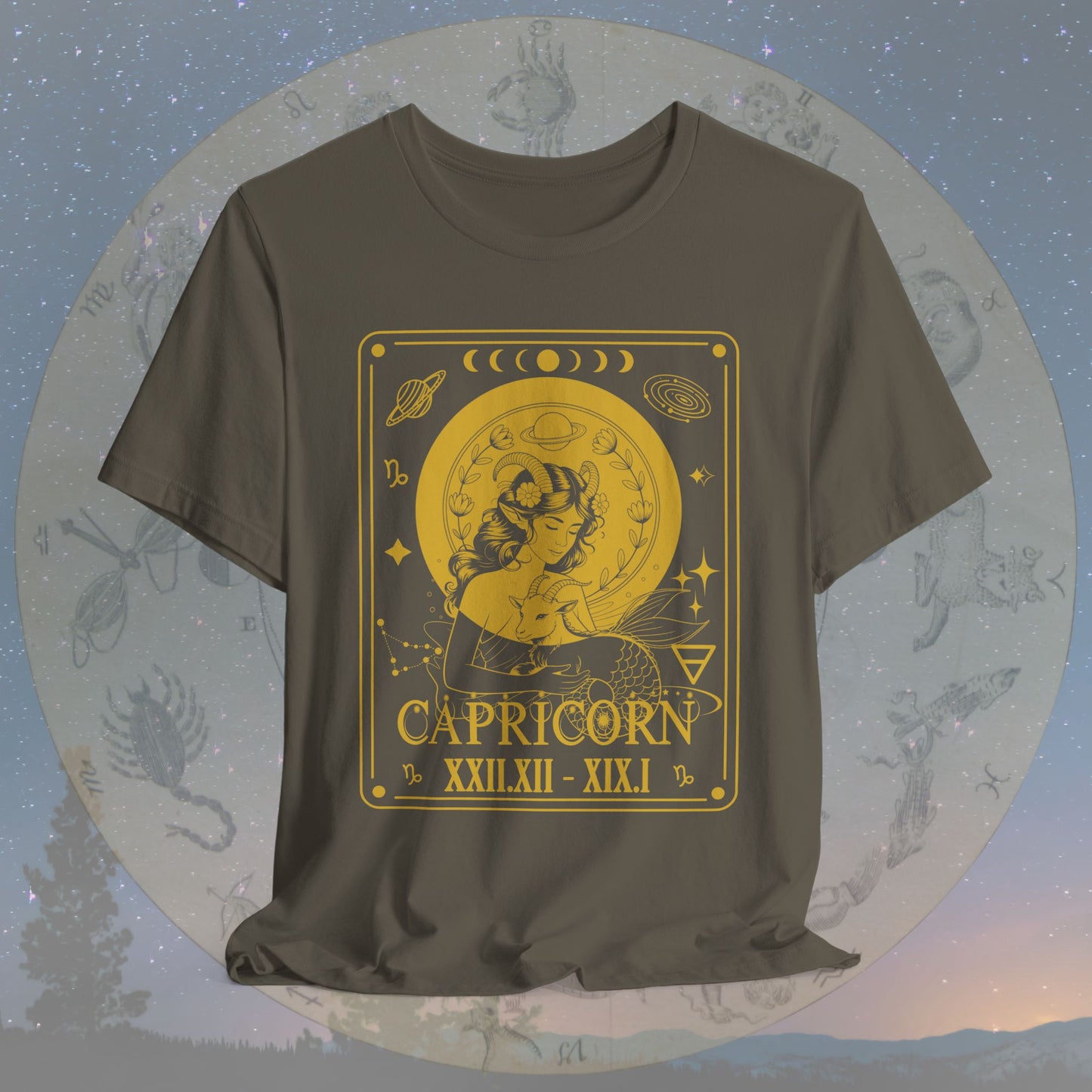 Capricorn Zodiac Sign Roman Dates Tarot T-Shirt