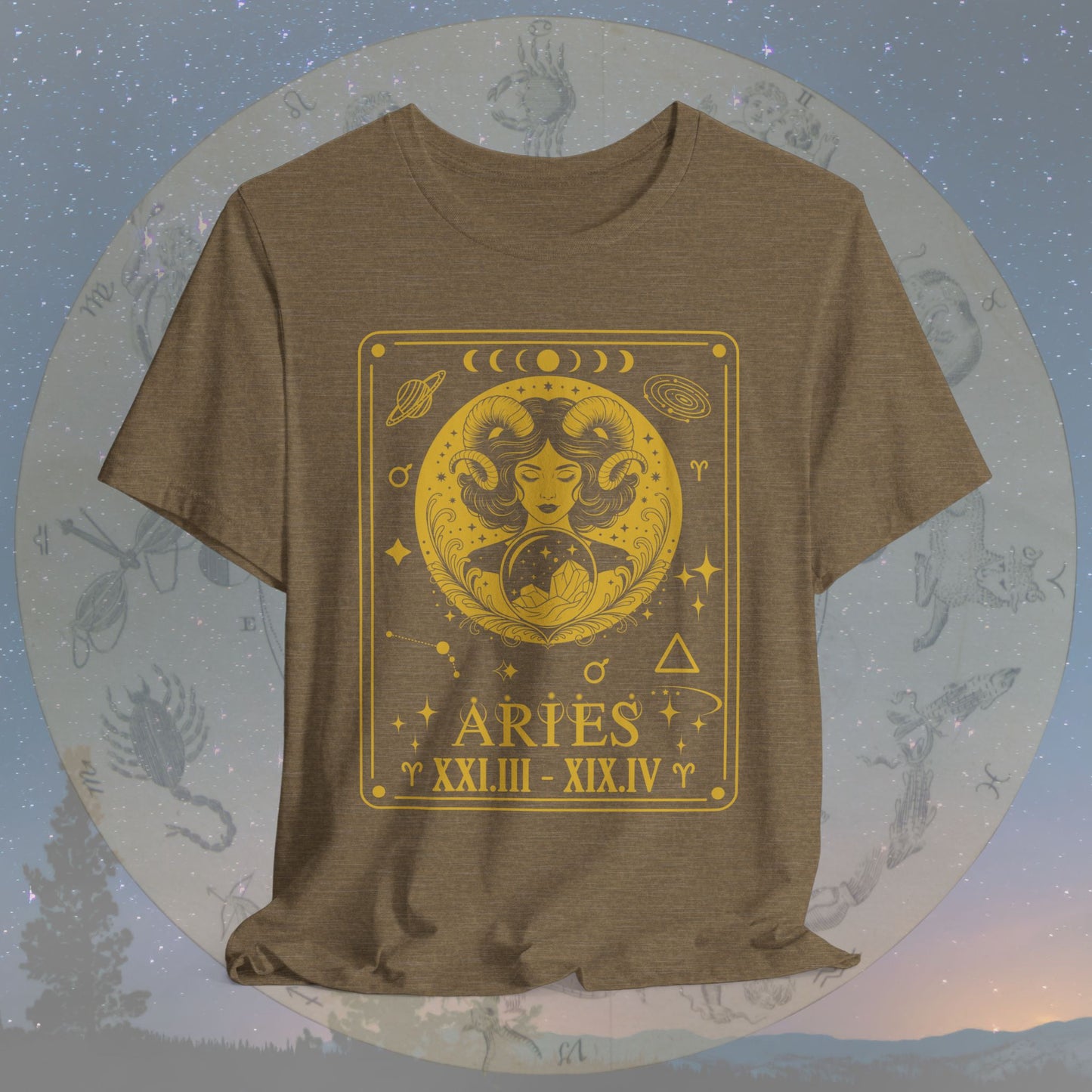 Aries Zodiac Sign Roman Dates Tarot T-Shirt