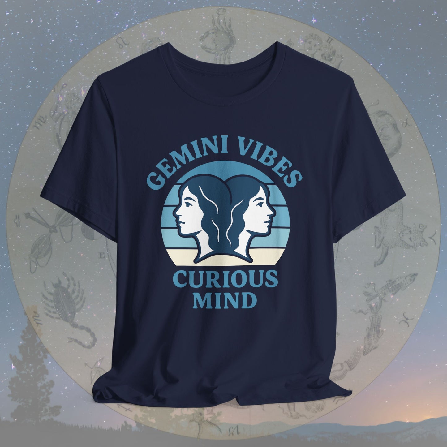 Retro Sunset Curious Gemini Vibes T-Shirt
