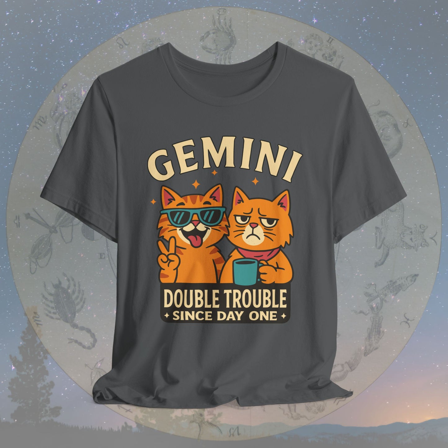 Funny Gemini Double Trouble Cat T-Shirt