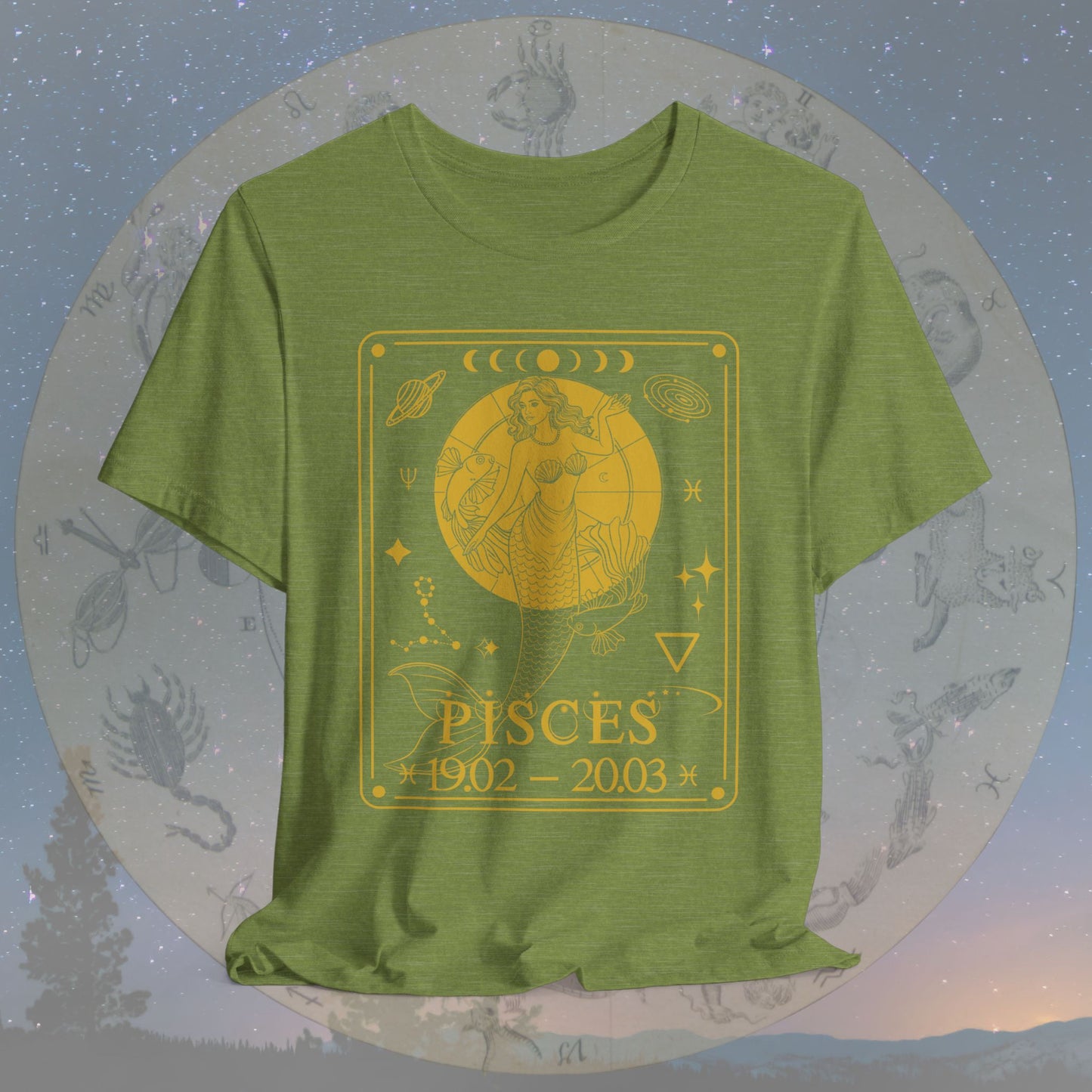 Pisces Zodiac Sign Numeric Dates Tarot T-Shirt
