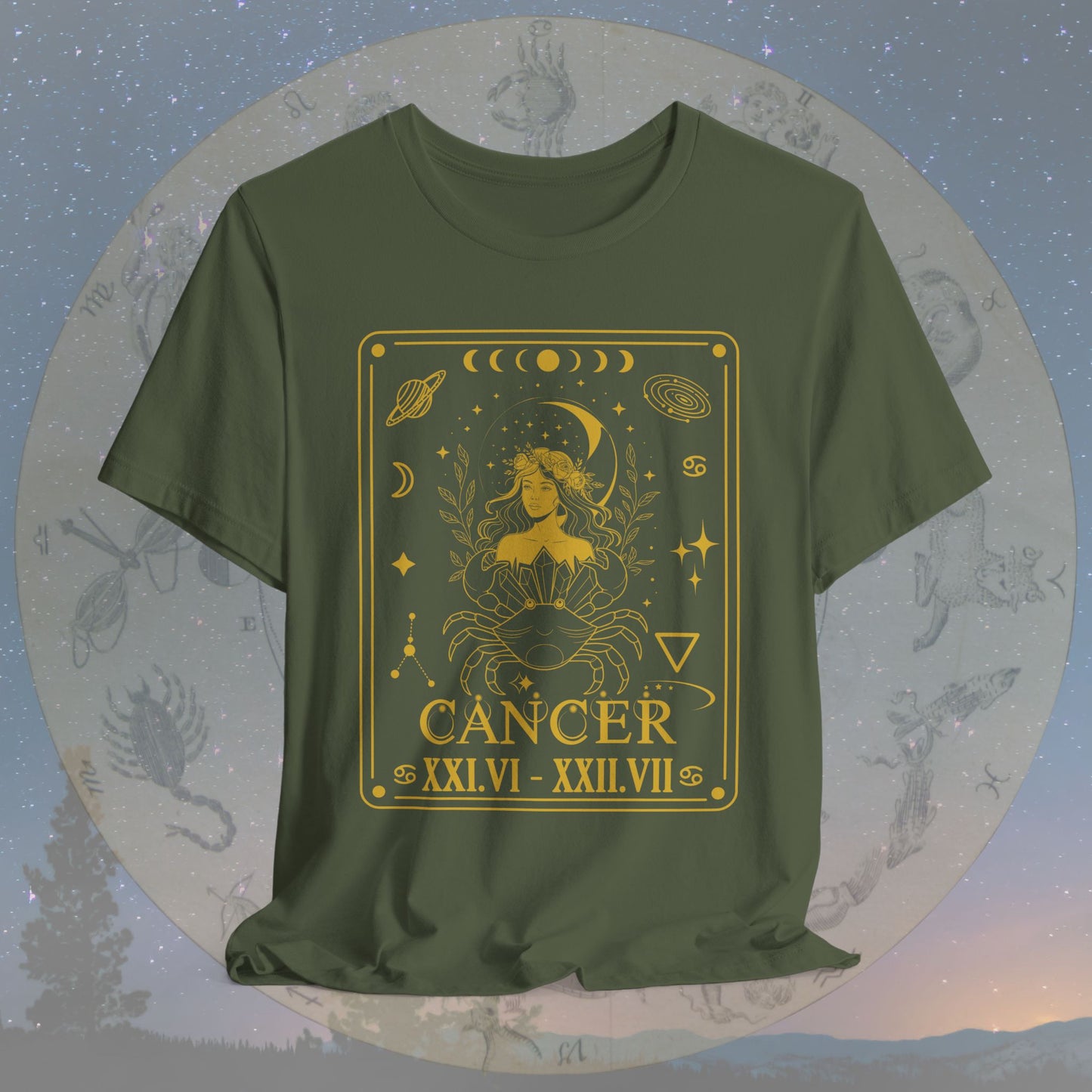 Cancer Zodiac Sign Roman Dates Tarot T-Shirt