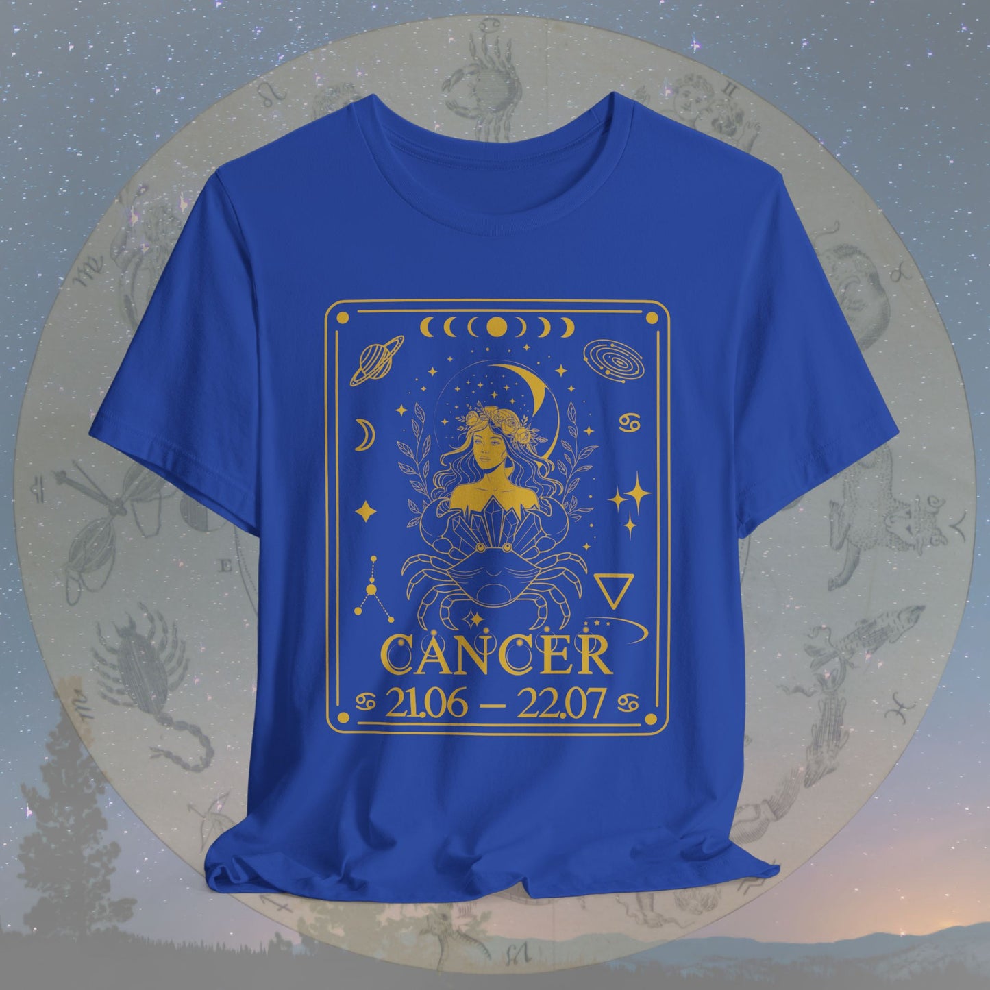 Cancer Zodiac Sign Numeric Dates Tarot T-Shirt