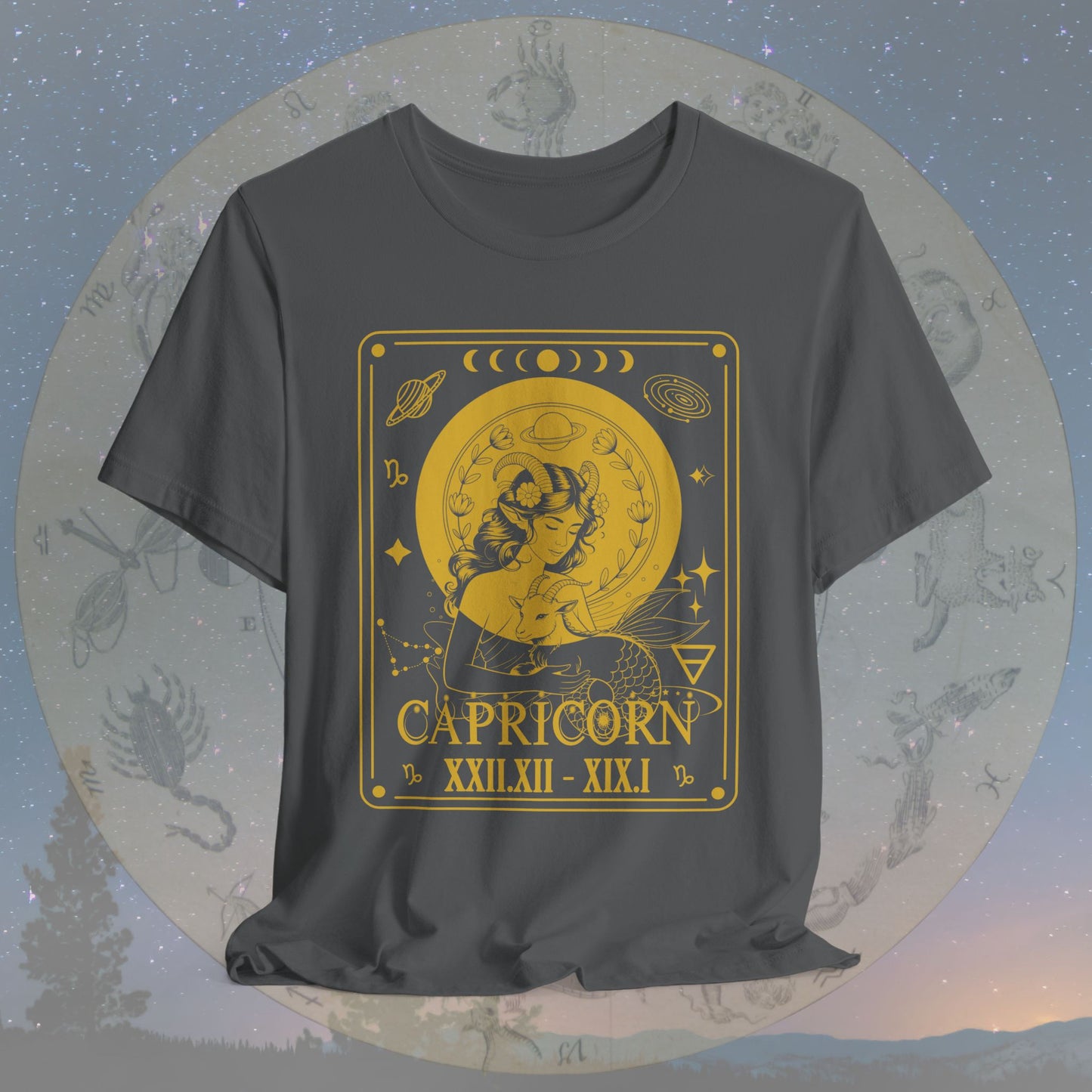 Capricorn Zodiac Sign Roman Dates Tarot T-Shirt