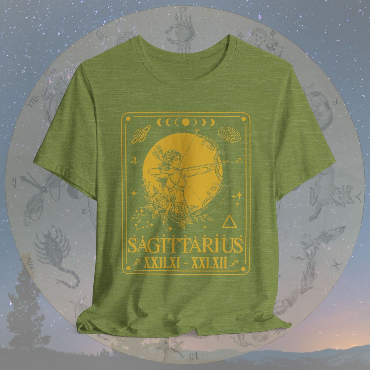 Sagittarius Zodiac Sign Roman Dates Tarot T-Shirt