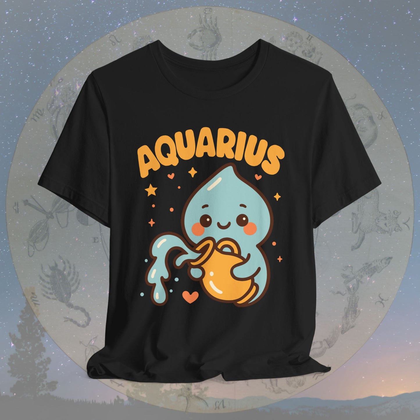 Cute Kawaii Aquarius Zodiac Sign T-Shirt