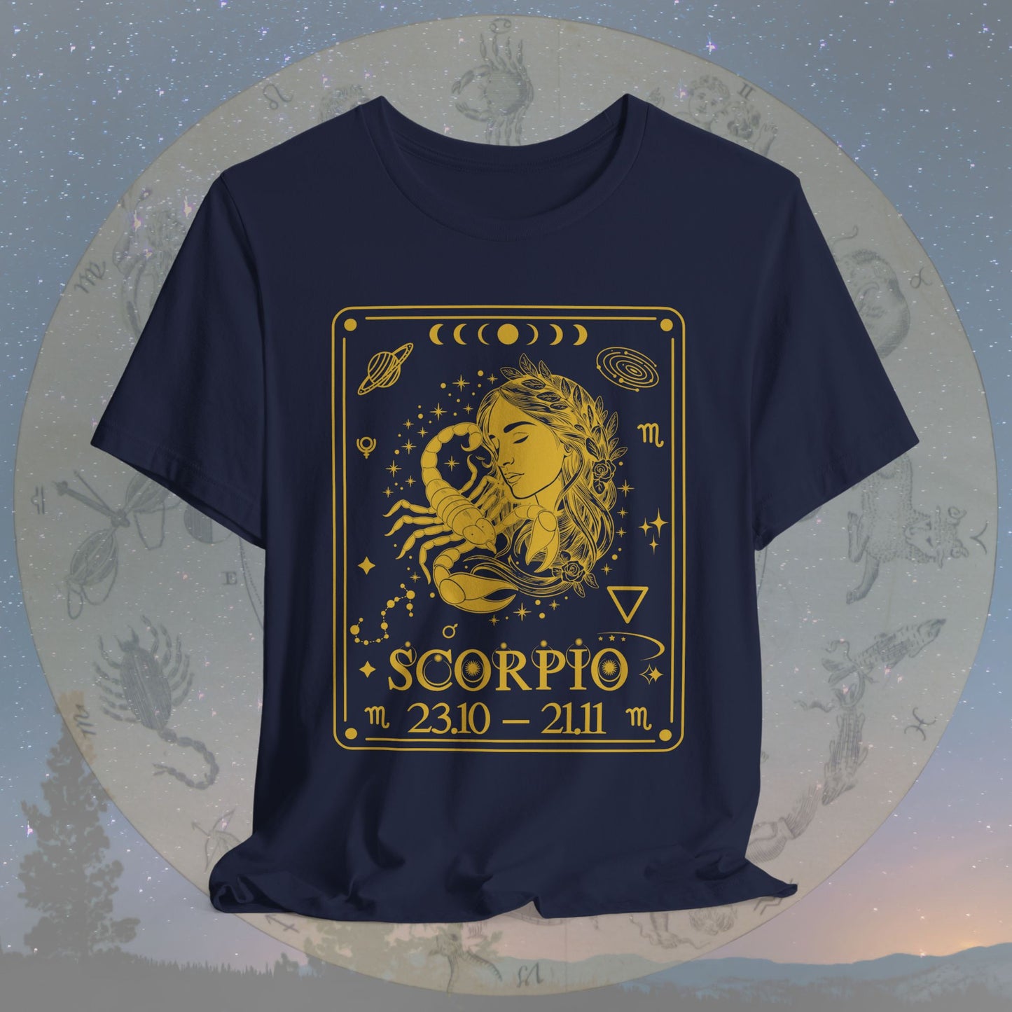 Scorpio Zodiac Sign Numeric Dates Tarot T-Shirt
