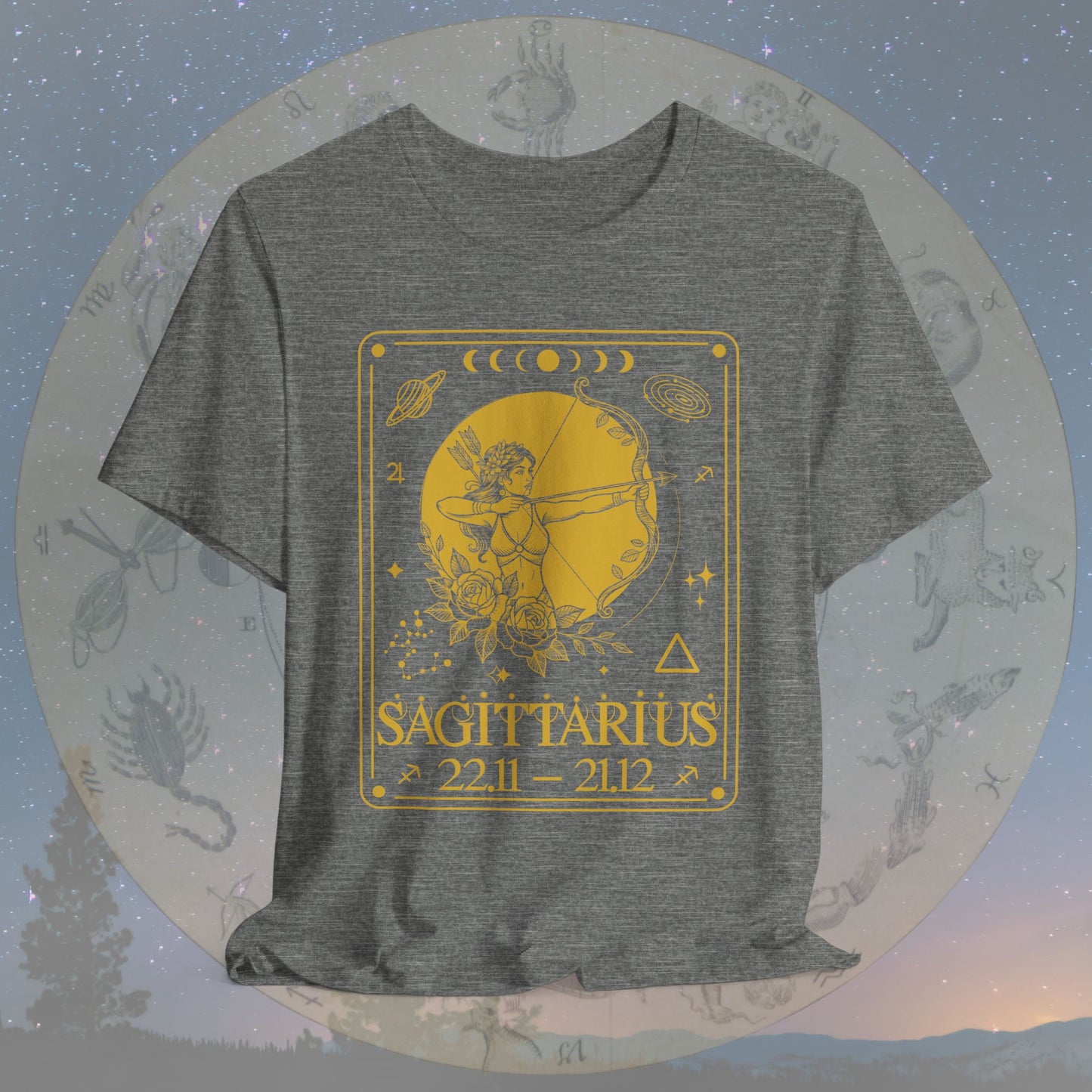Sagittarius Zodiac Sign Numeric Dates Tarot T-Shirt