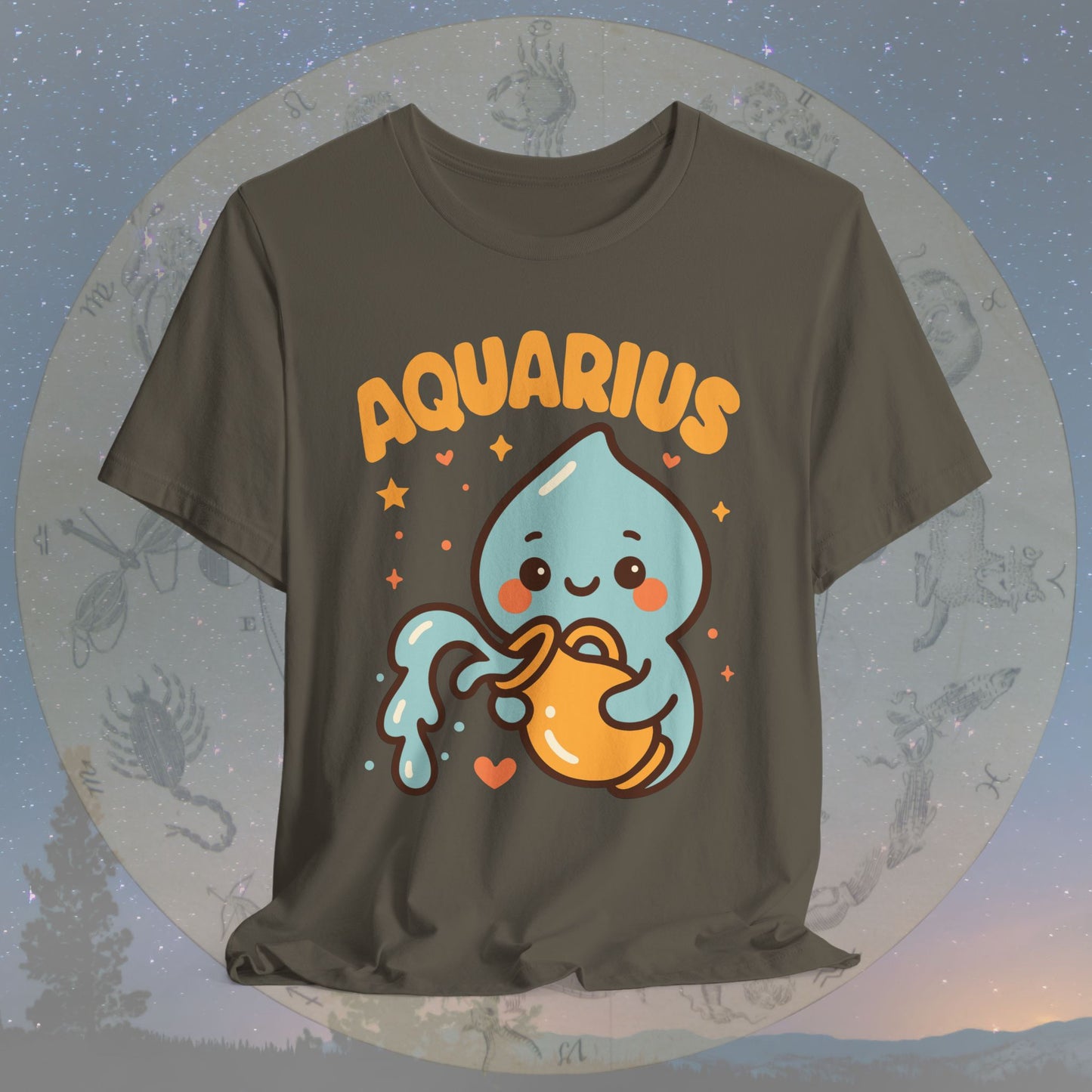 Cute Kawaii Aquarius Zodiac Sign T-Shirt