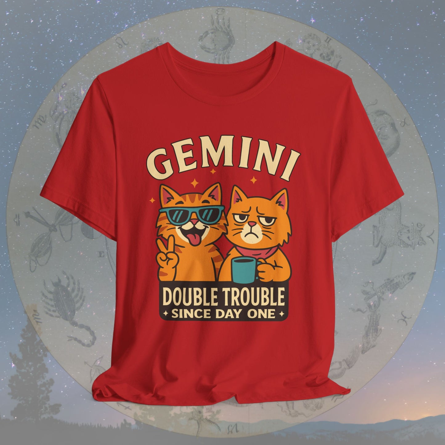 Funny Gemini Double Trouble Cat T-Shirt