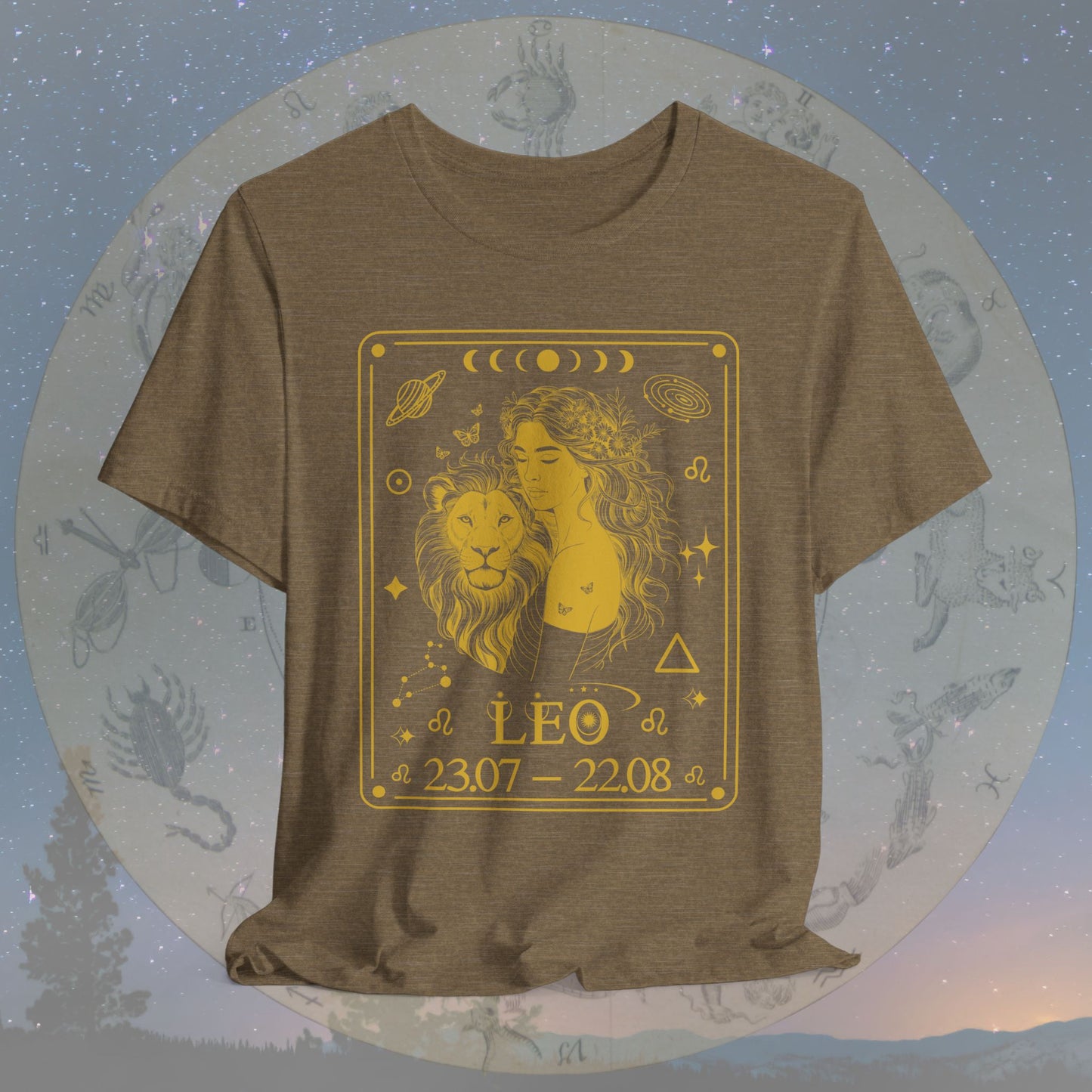 Leo Zodiac Sign Numeric Dates Tarot T-Shirt