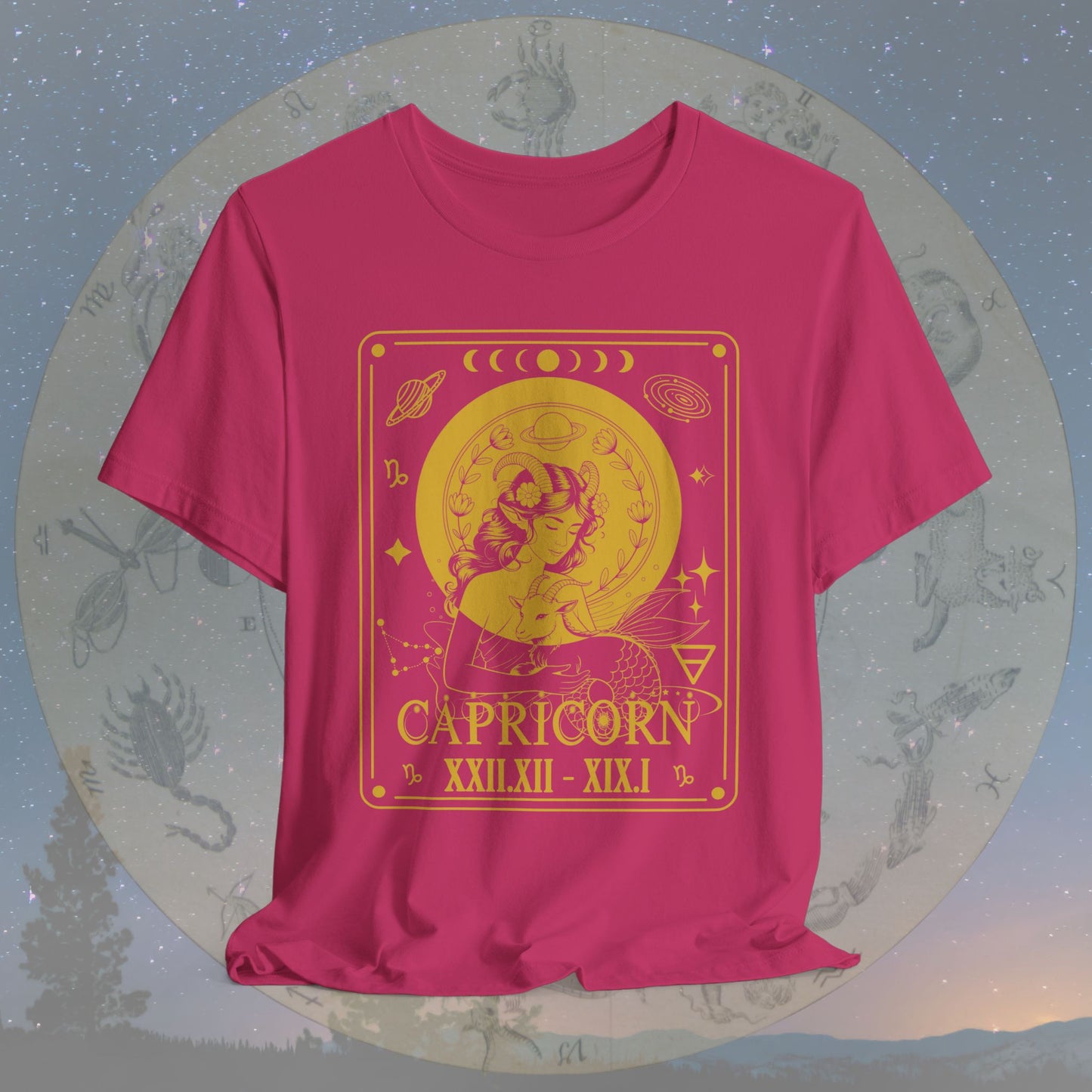 Capricorn Zodiac Sign Roman Dates Tarot T-Shirt