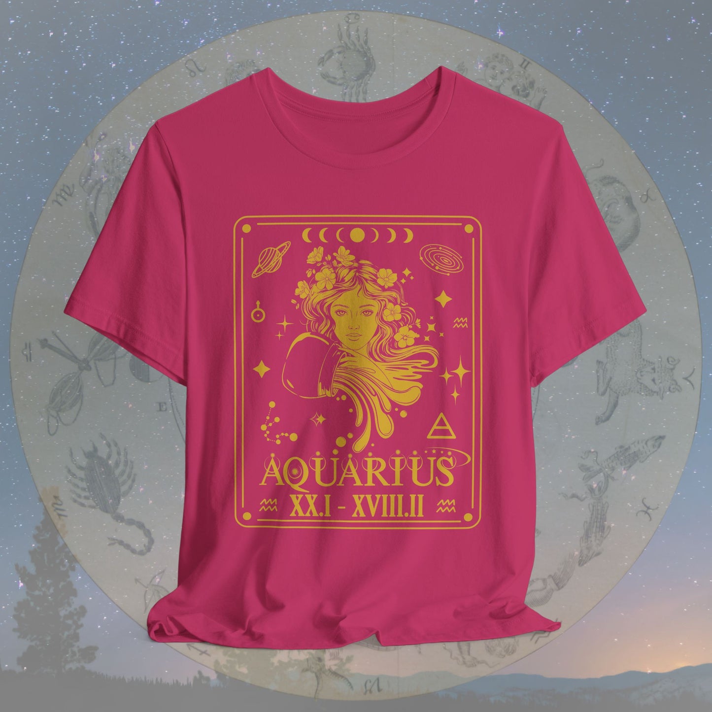 Aquarius Zodiac Sign Roman Dates Tarot T-Shirt