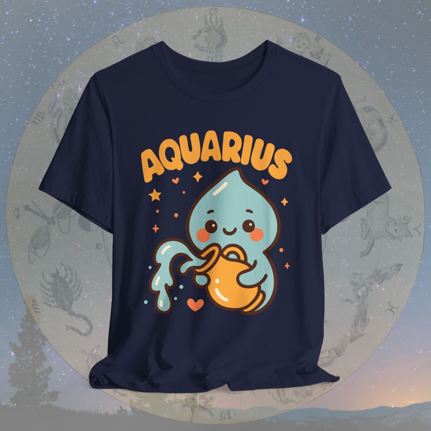 Cute Kawaii Aquarius Zodiac Sign T-Shirt