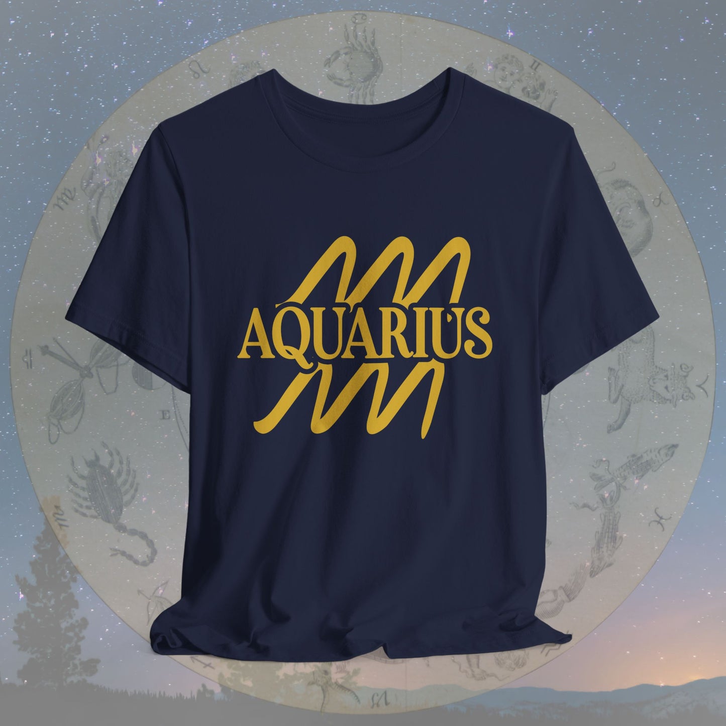 Aquarius Golden Zodiac Symbol T-Shirt