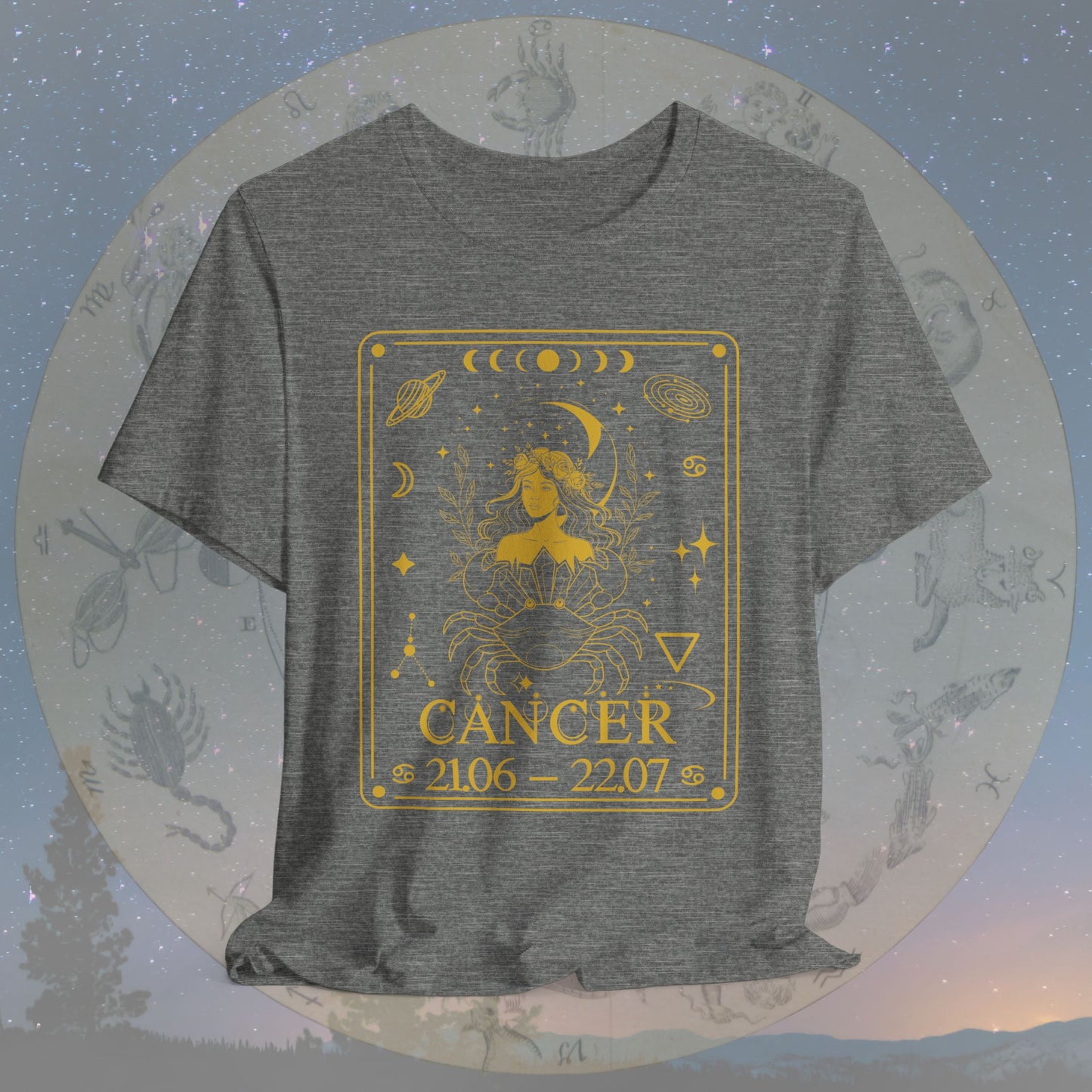 Cancer Zodiac Sign Numeric Dates Tarot T-Shirt
