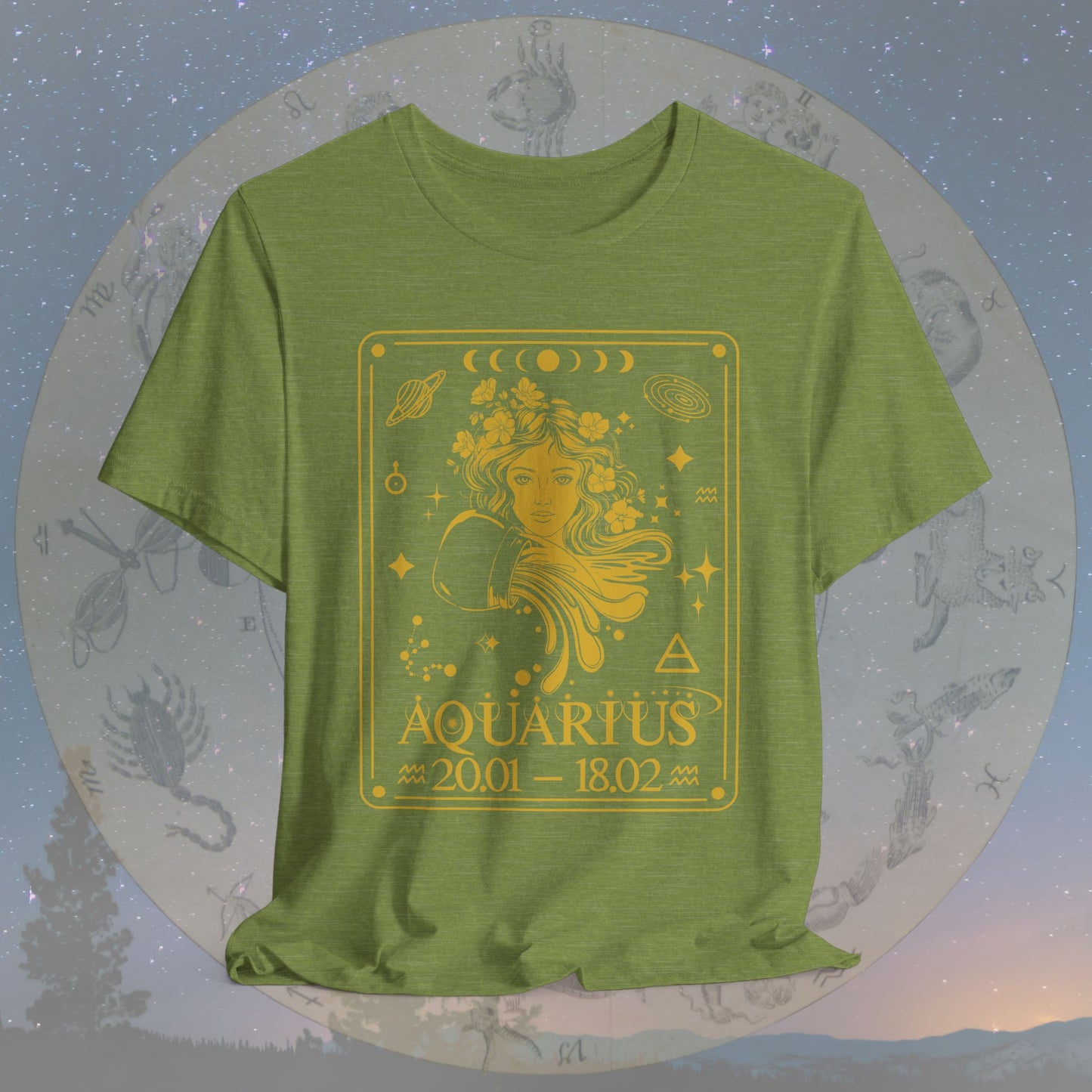 Aquarius Zodiac Sign Numeric Dates Tarot T-Shirt