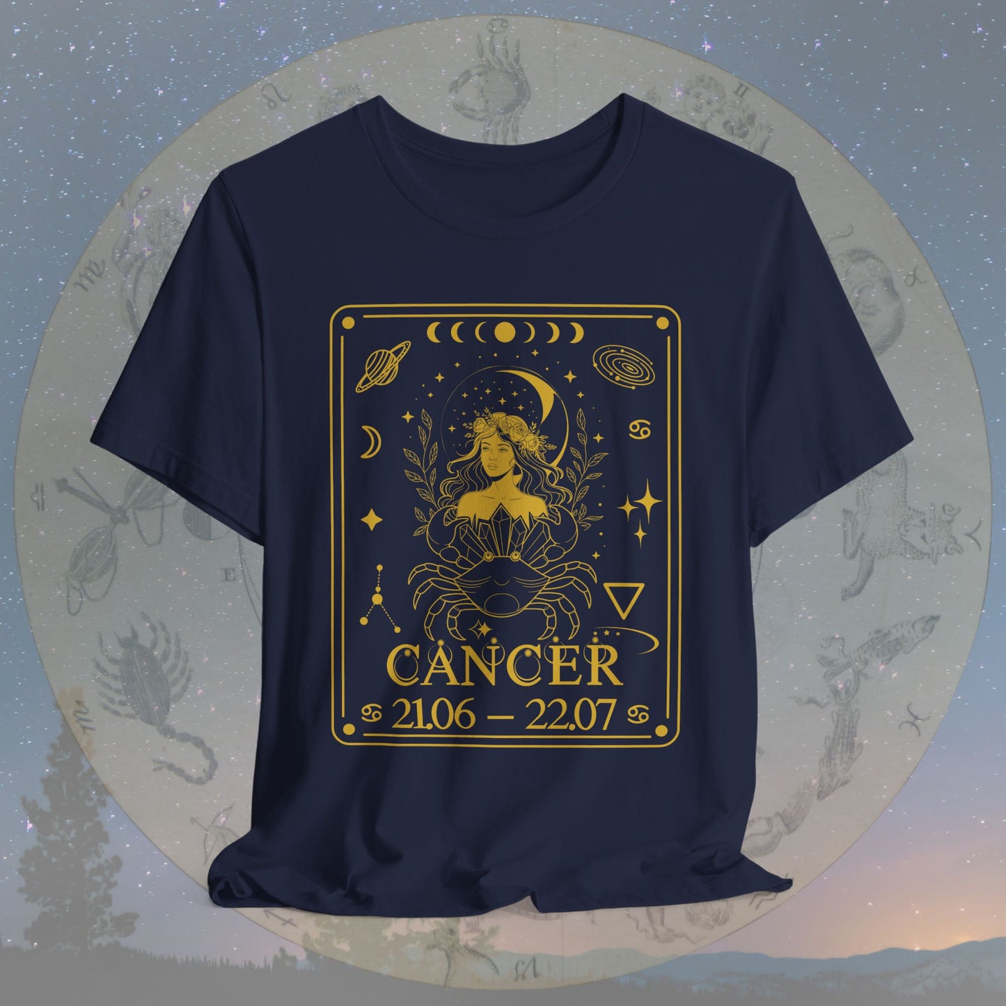 Cancer Zodiac Sign Numeric Dates Tarot T-Shirt