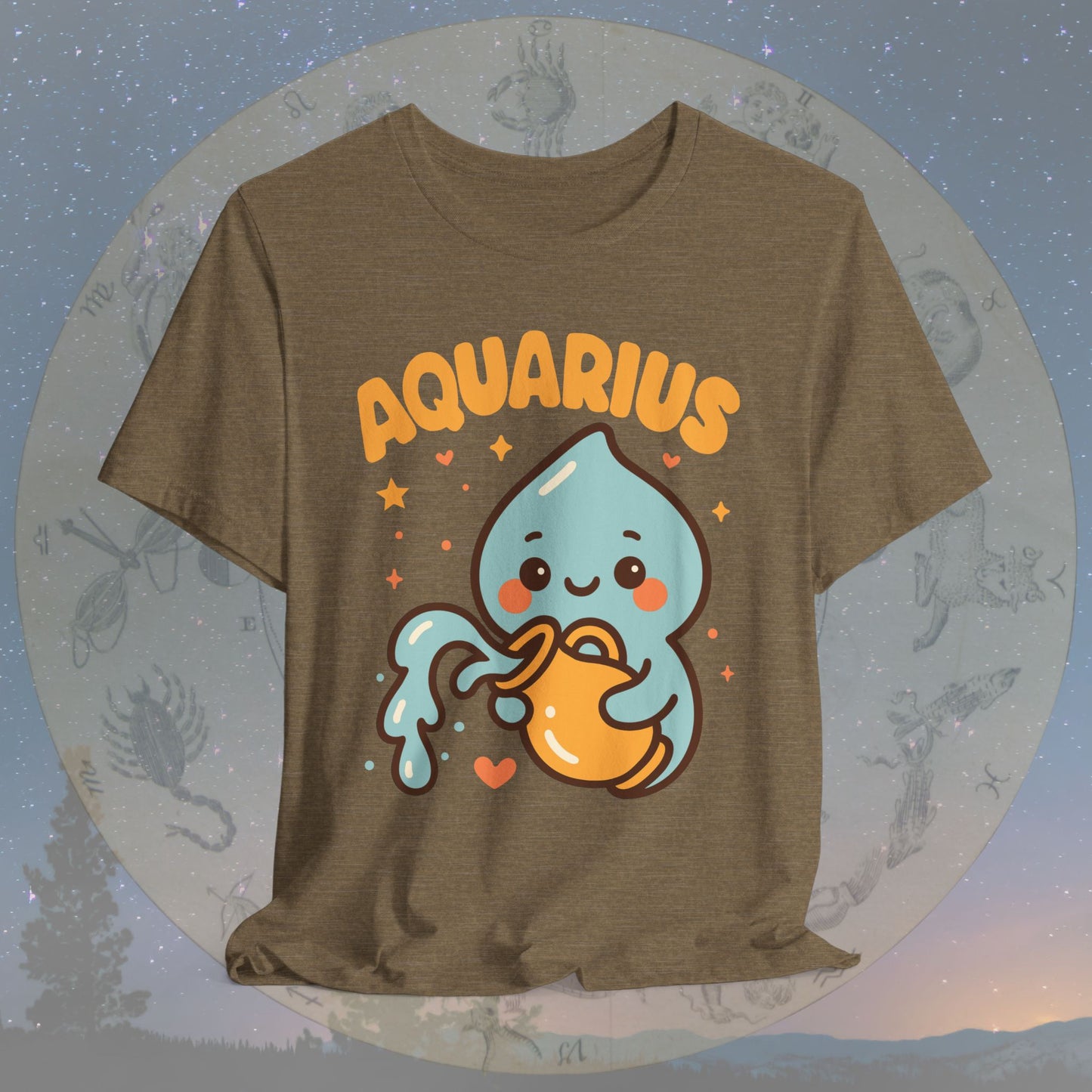 Cute Kawaii Aquarius Zodiac Sign T-Shirt
