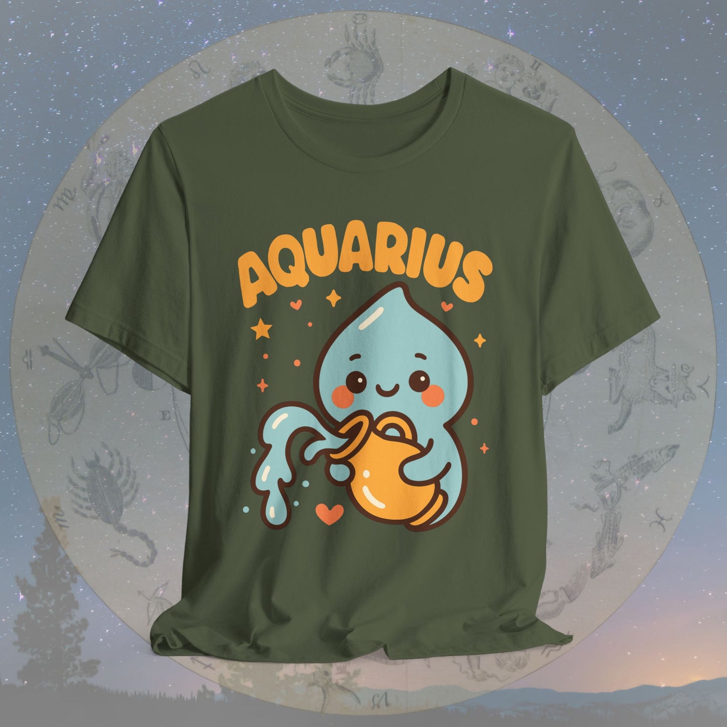 Cute Kawaii Aquarius Zodiac Sign T-Shirt