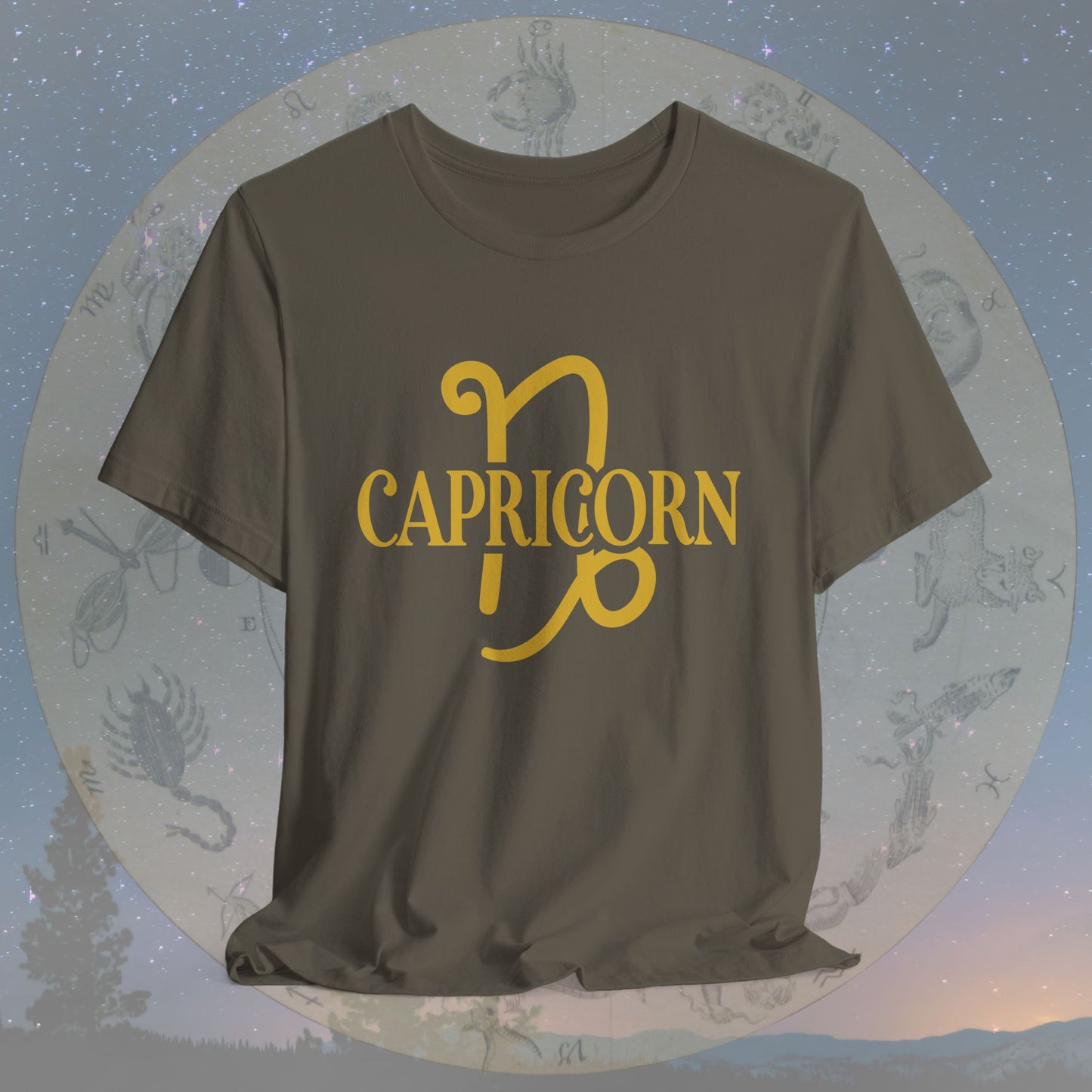 Capricorn Golden Zodiac Symbol T-Shirt