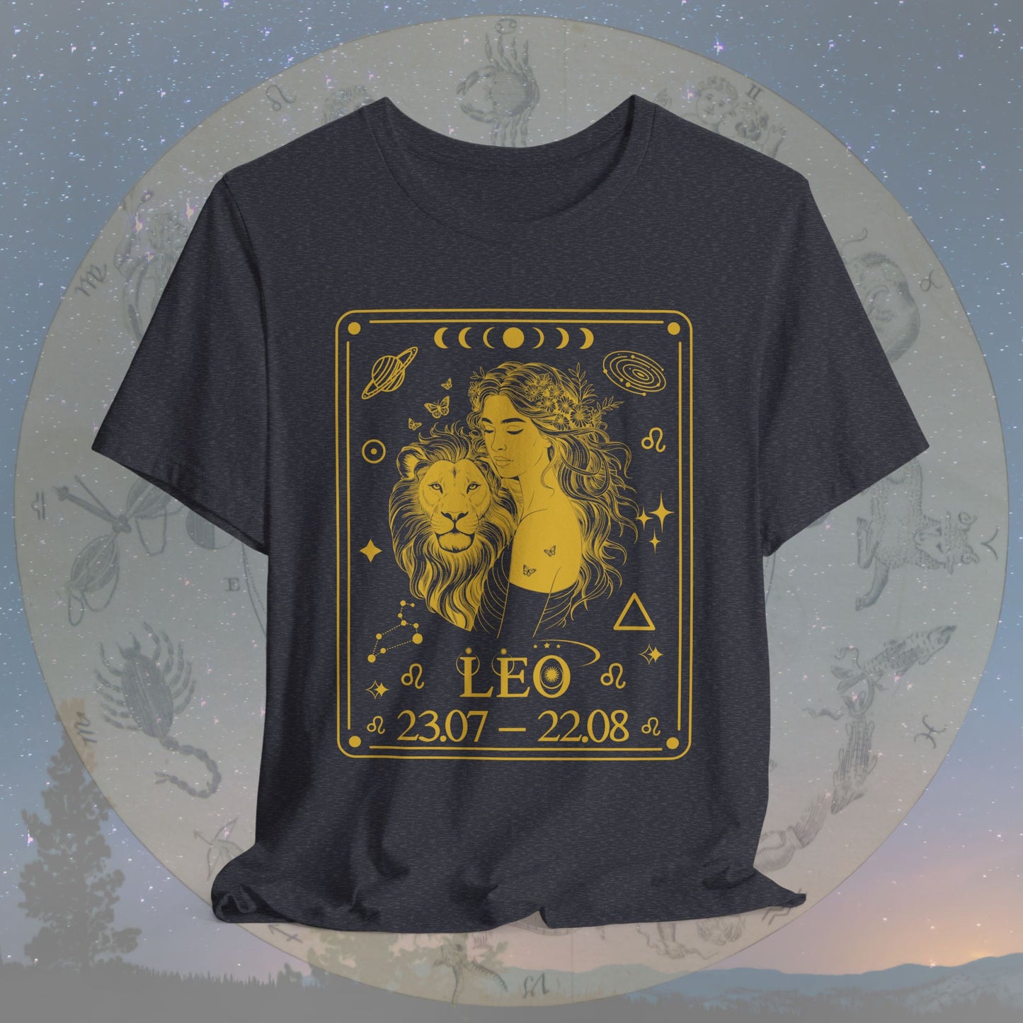 Leo Zodiac Sign Numeric Dates Tarot T-Shirt
