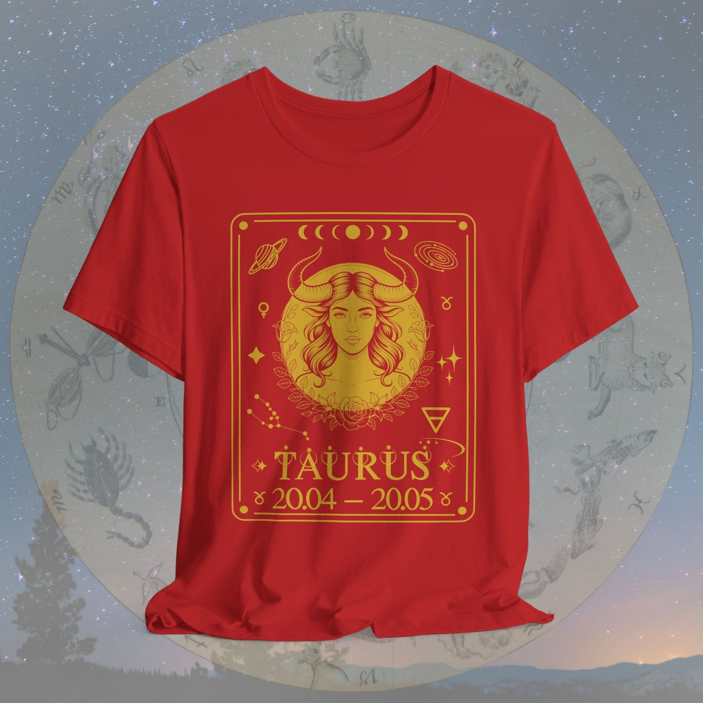 Taurus Zodiac Sign Numeric Dates Tarot T-Shirt