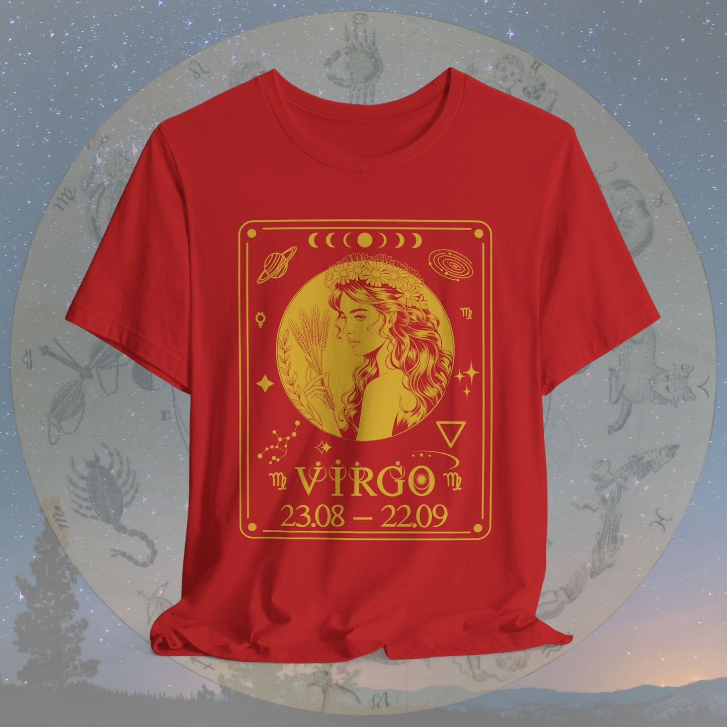 Virgo Zodiac Sign Numeric Dates Tarot T-Shirt
