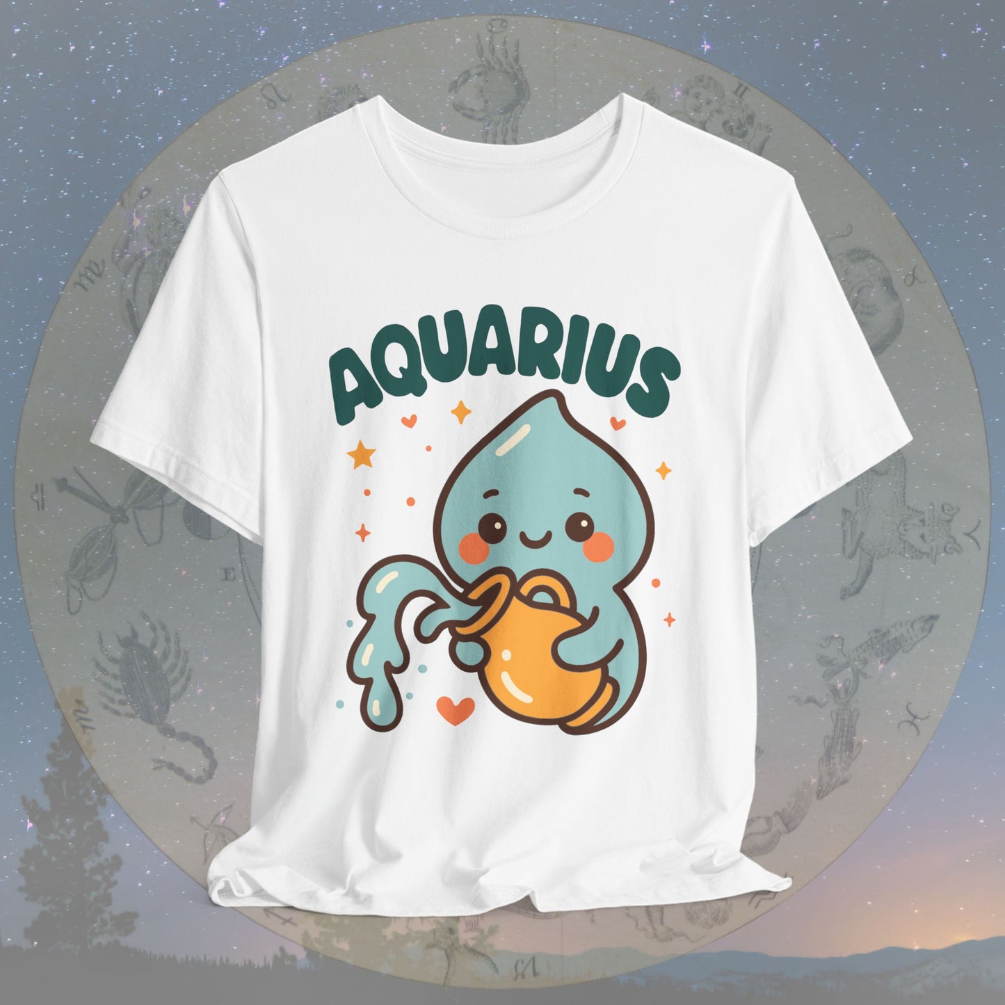 Cute Kawaii Aquarius Zodiac Sign T-Shirt