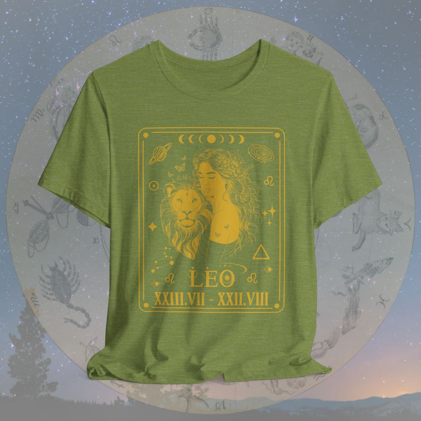 Leo Zodiac Sign Roman Dates Tarot T-Shirt