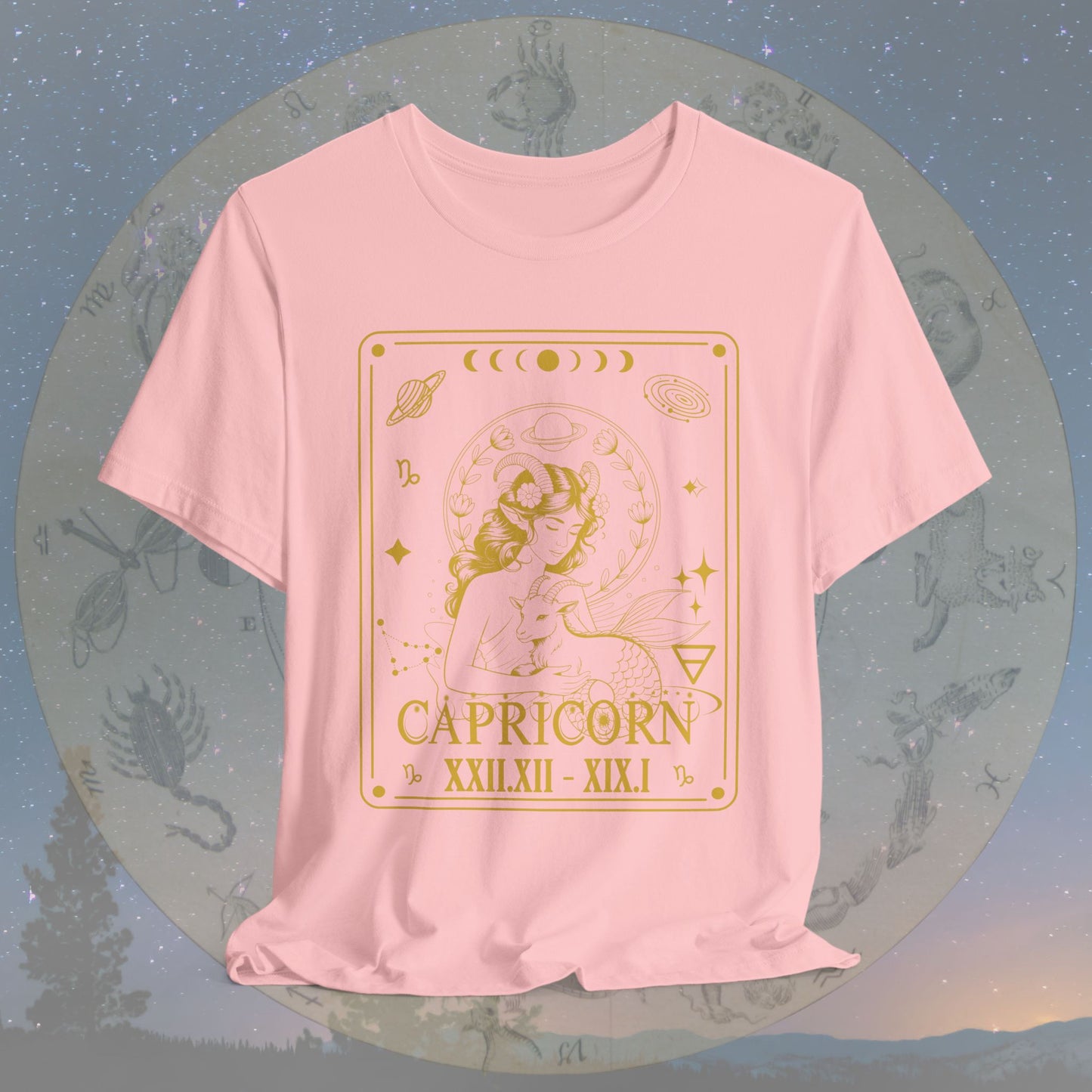 Capricorn Zodiac Sign Roman Dates Tarot T-Shirt