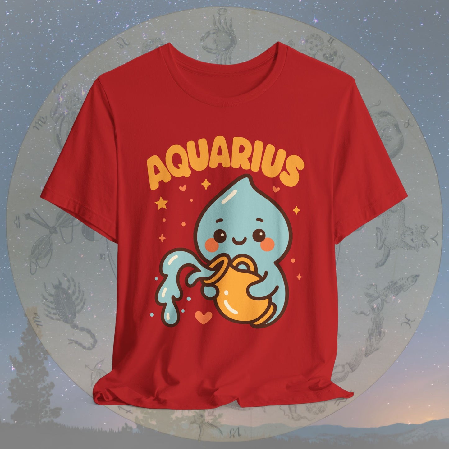 Cute Kawaii Aquarius Zodiac Sign T-Shirt