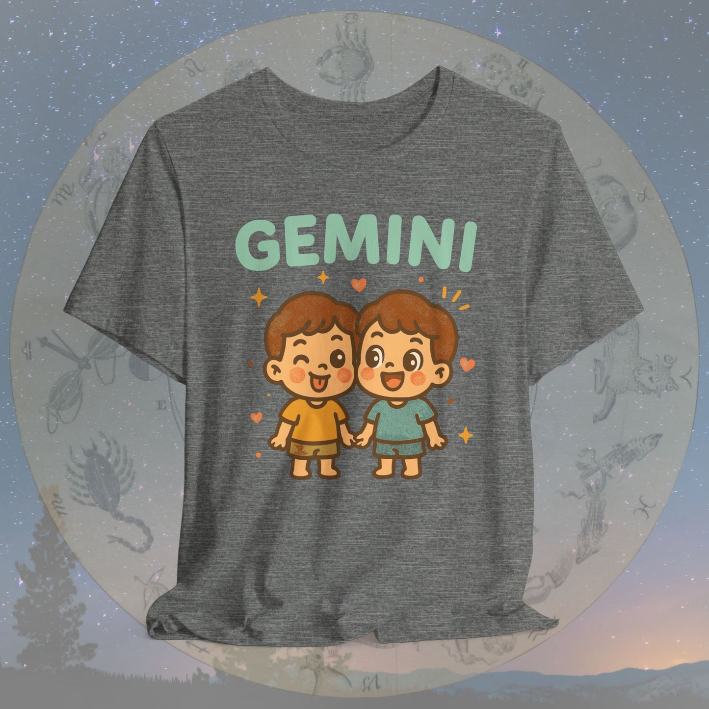 Kawaii Playful Gemini Zodiac Sign T-Shirt