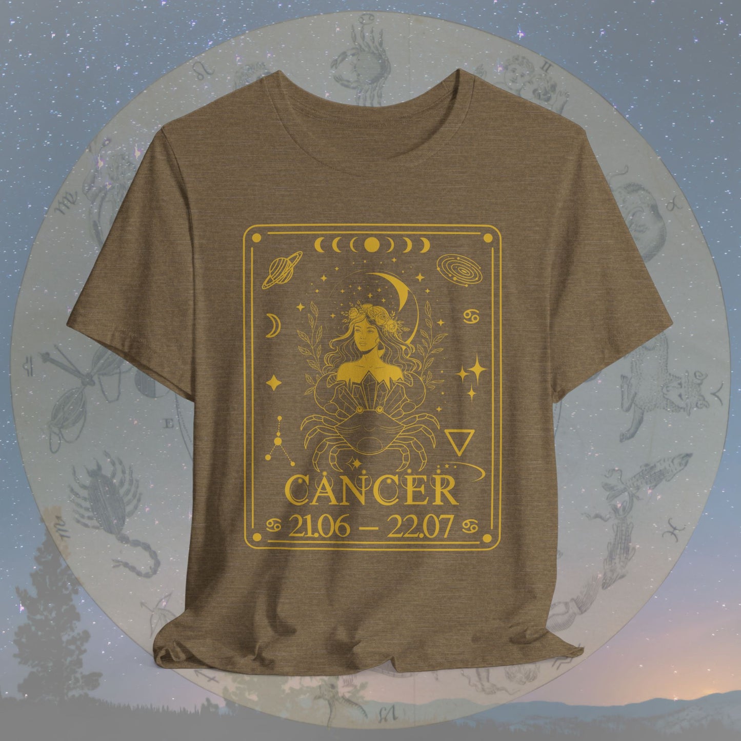 Cancer Zodiac Sign Numeric Dates Tarot T-Shirt