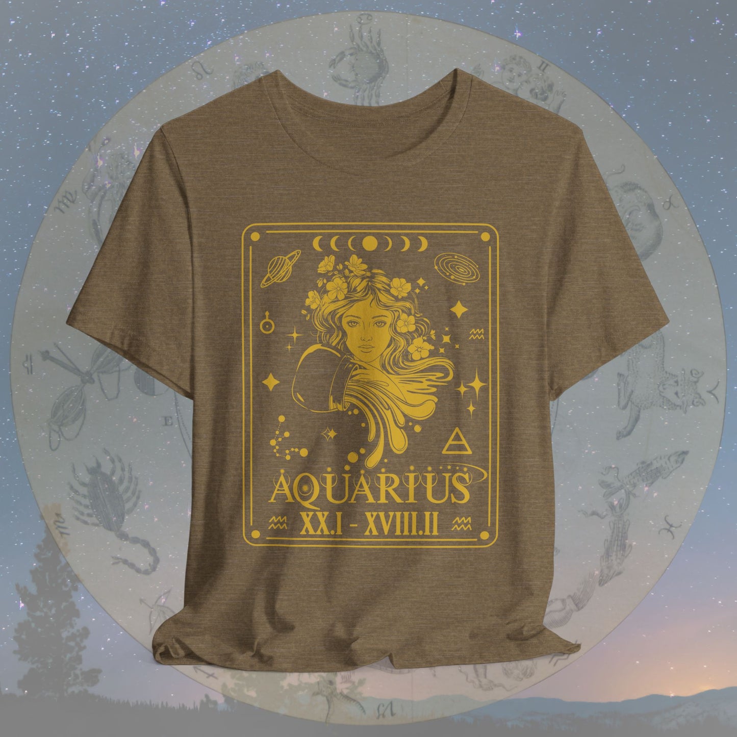 Aquarius Zodiac Sign Roman Dates Tarot T-Shirt